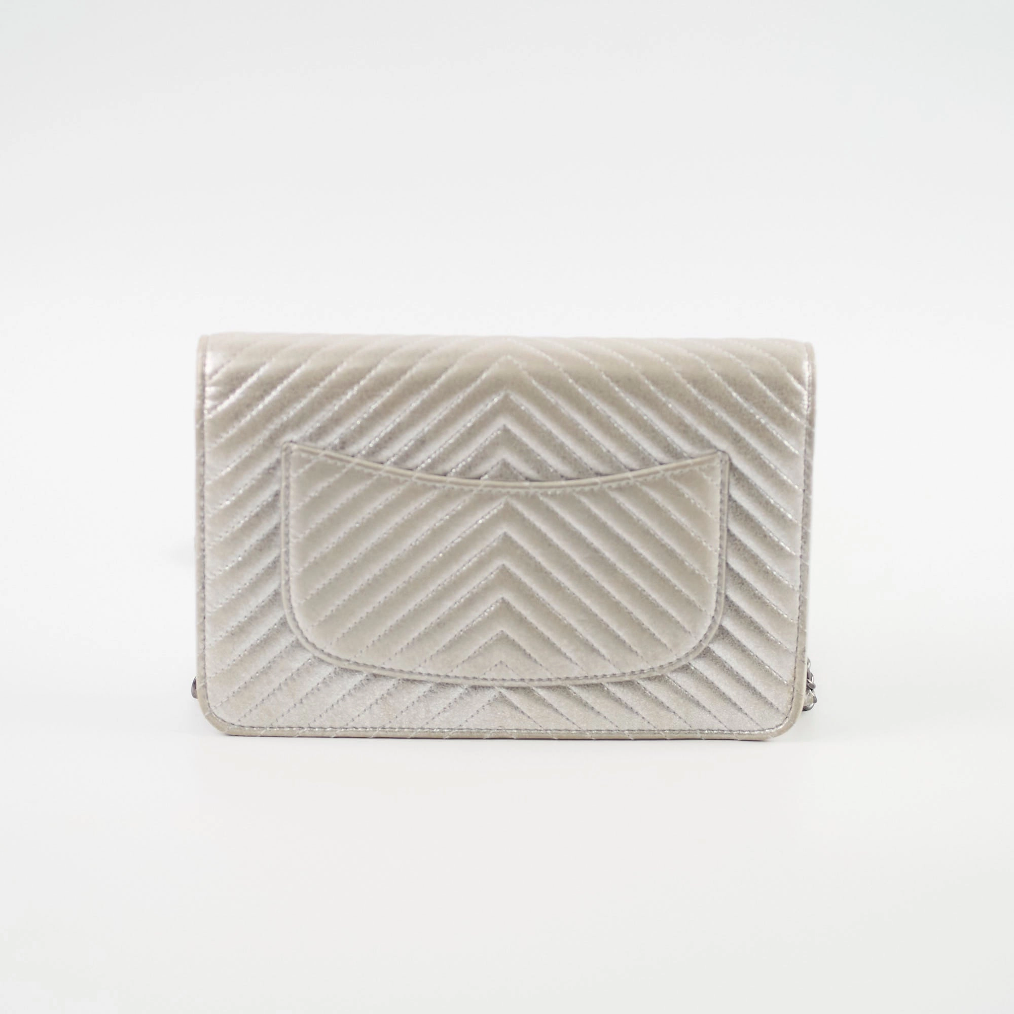 Chanel Metallic Chevron Wallet On Chain WOC Series 22 Series 22