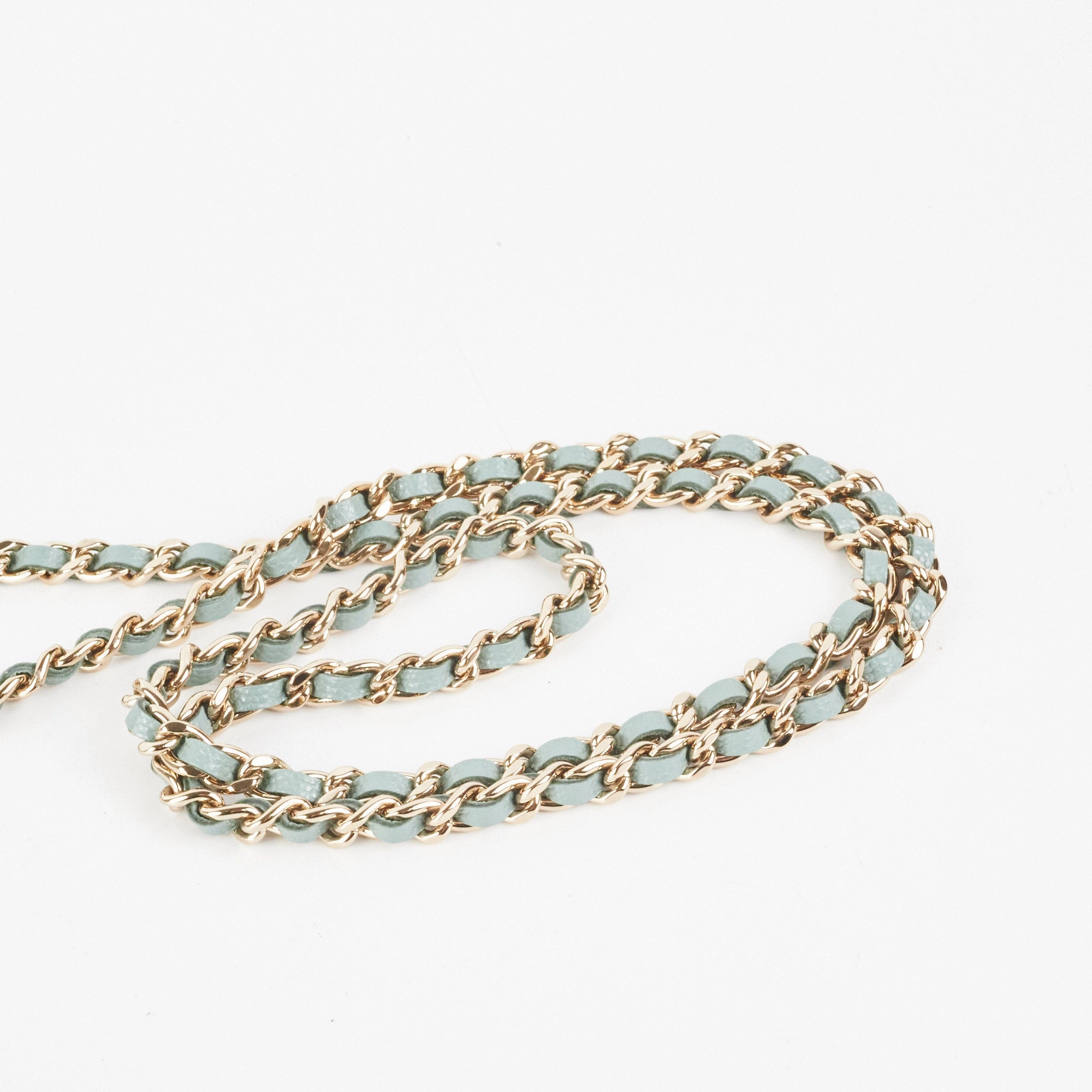 Chanel Micro Bag With Chain Greyish Green LGHW  Caviar