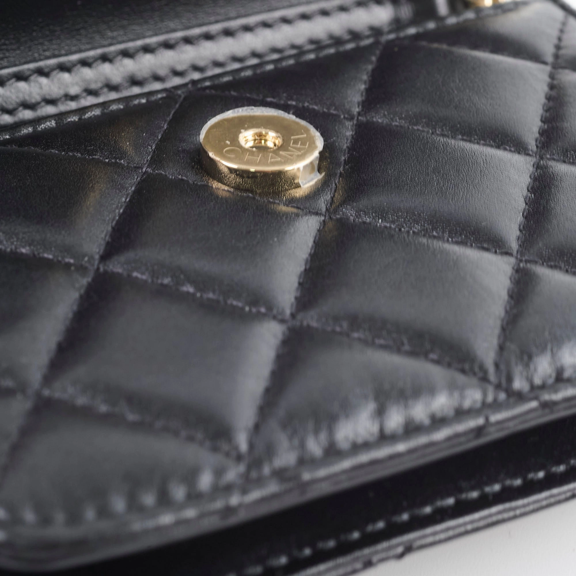 Chanel Micro Pearl Card Clutch with Chain Black Series 31