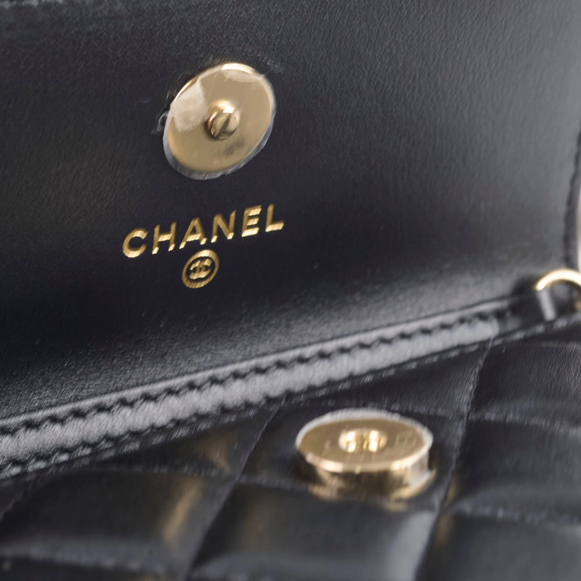 Chanel Micro Pearl Card Clutch with Chain Black Series 31