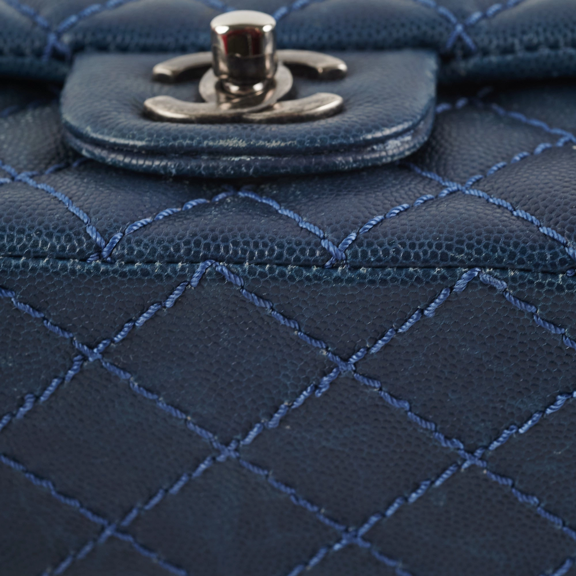 Chanel Mini Rectangular Blue Caviar