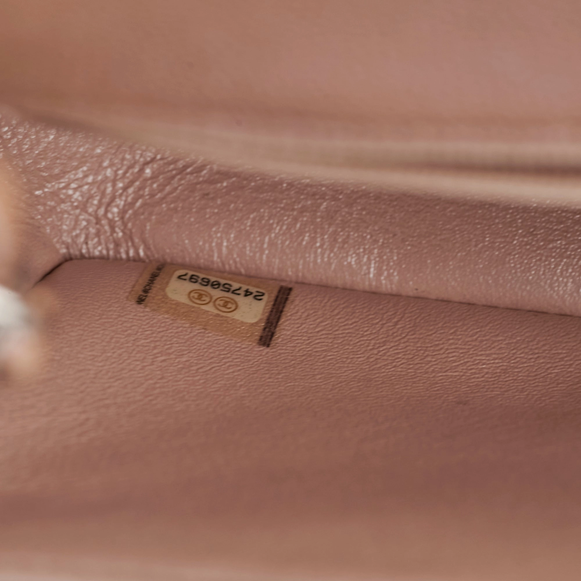Chanel Mini Rectangular Chevron Caviar Rose Gold Iridescent