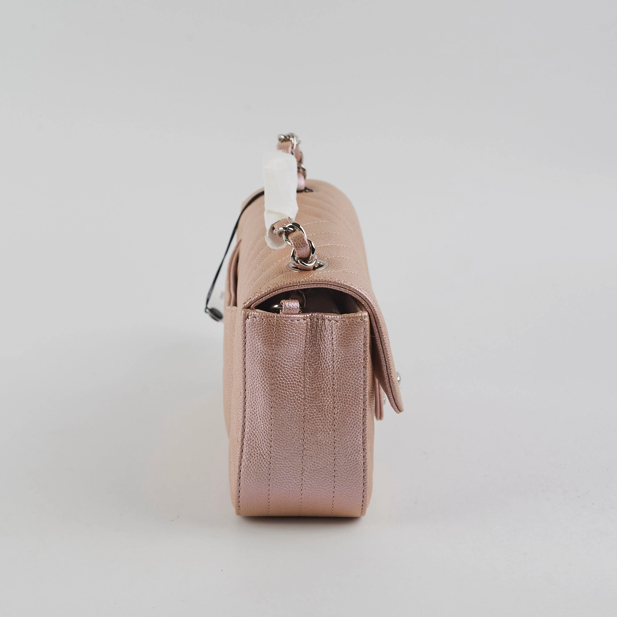 Chanel Mini Rectangular Chevron Caviar Rose Gold Iridescent