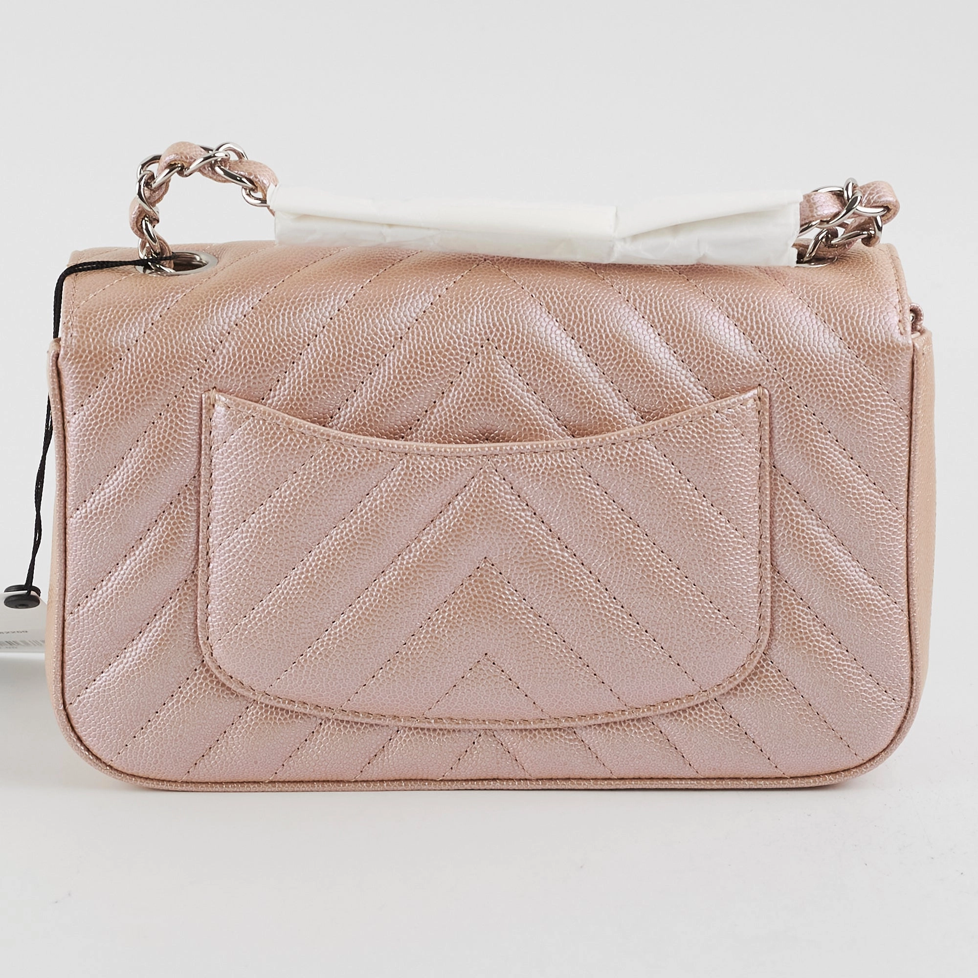 Chanel Mini Rectangular Chevron Caviar Rose Gold Iridescent