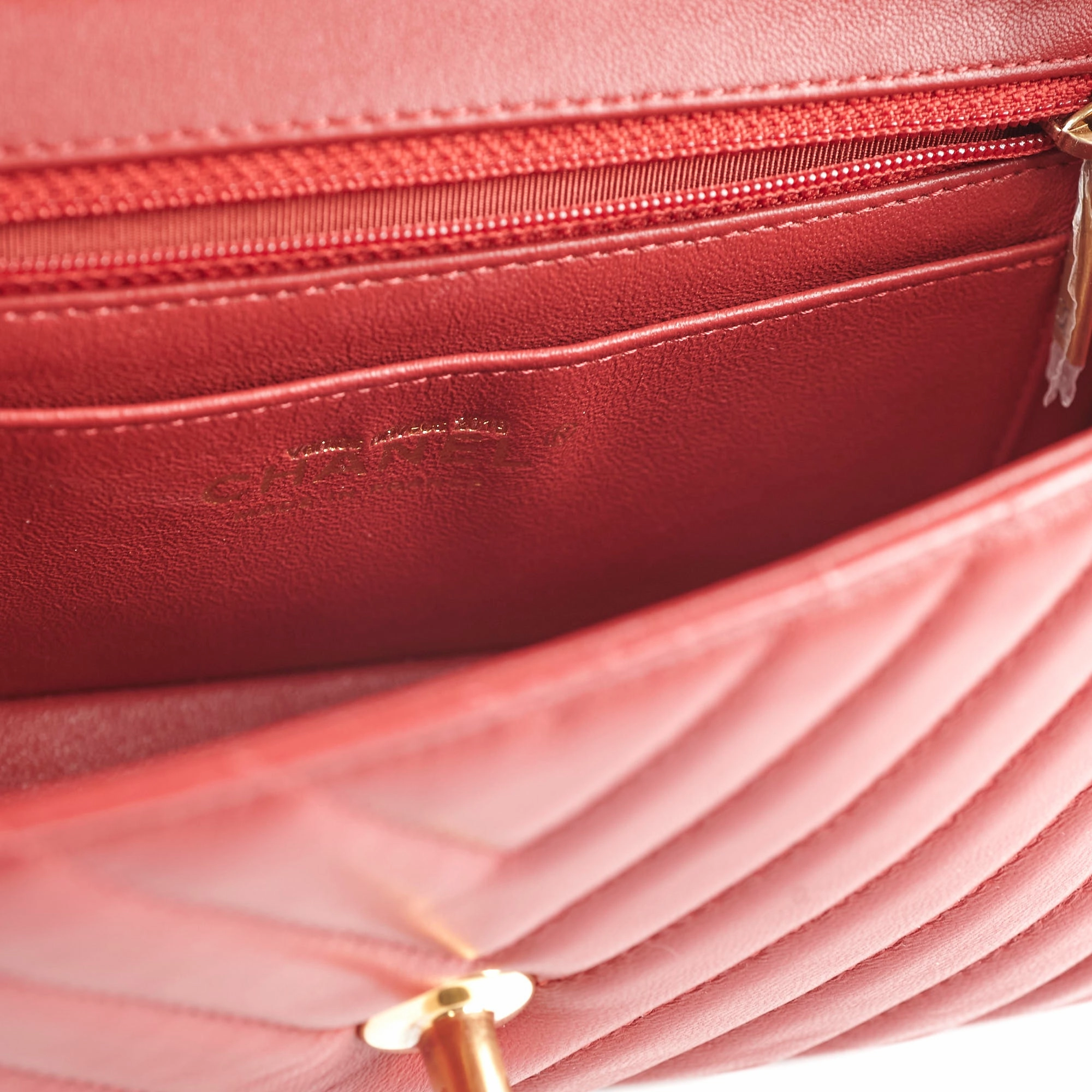 Chanel Mini Rectangular Chevron Lambskin Red 21 Series