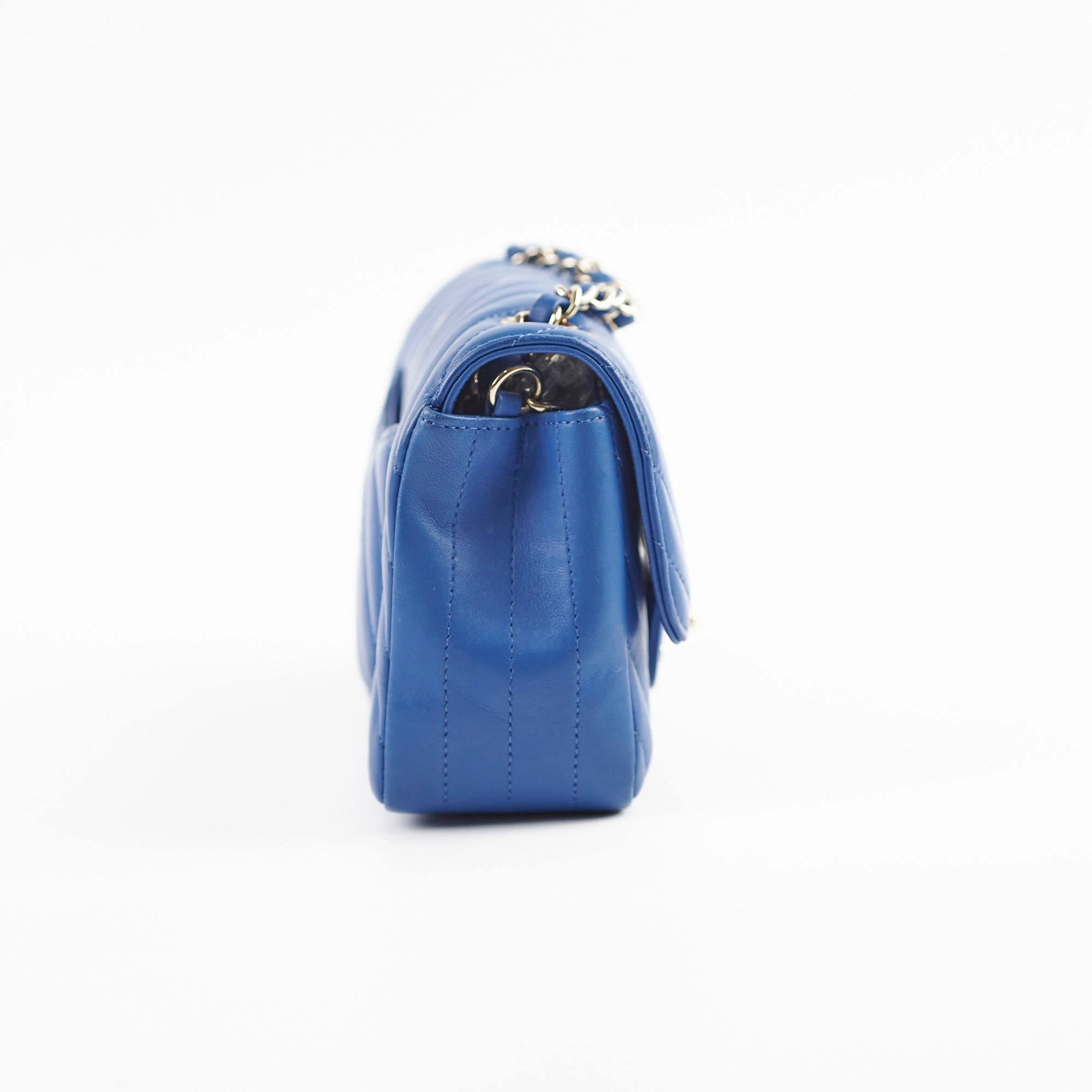 Chanel Mini Rectangular Classic Chevron Lambskin Blue 27 series