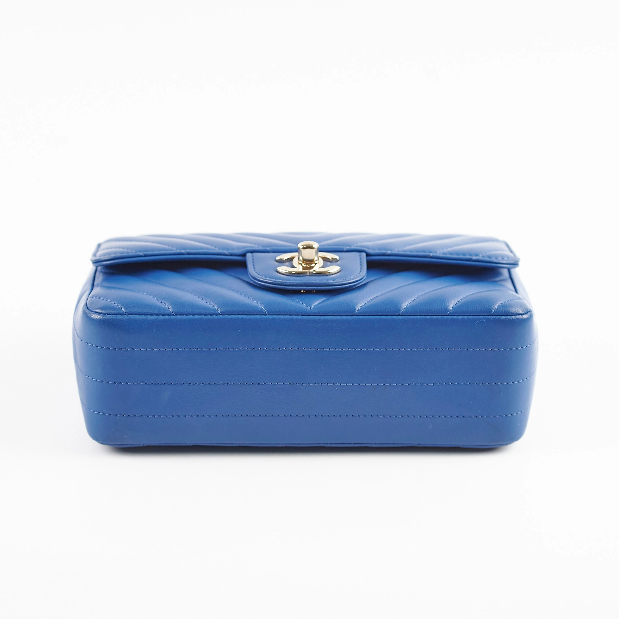 Chanel Mini Rectangular Classic Chevron Lambskin Blue 27 series