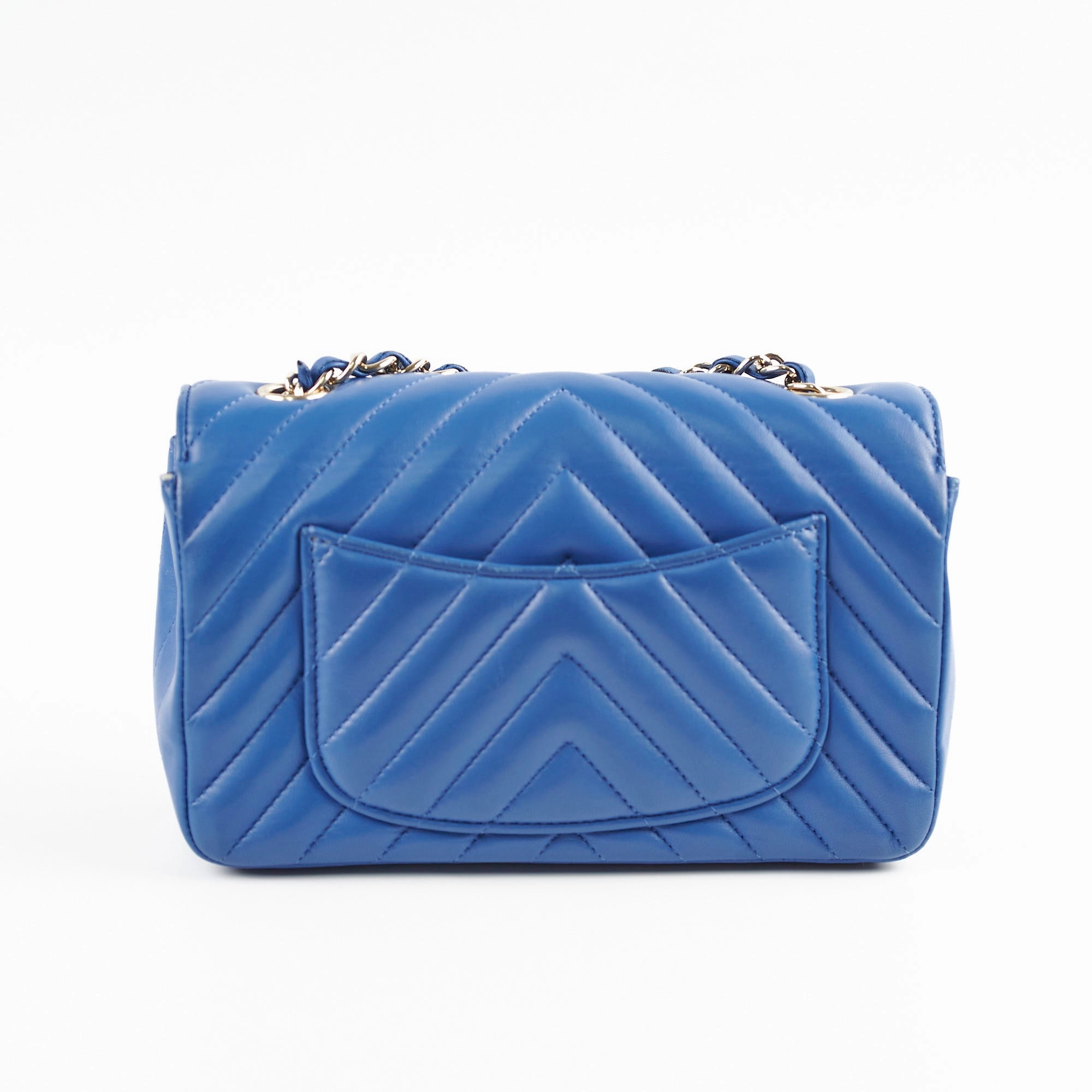 Chanel Mini Rectangular Classic Chevron Lambskin Blue 27 series
