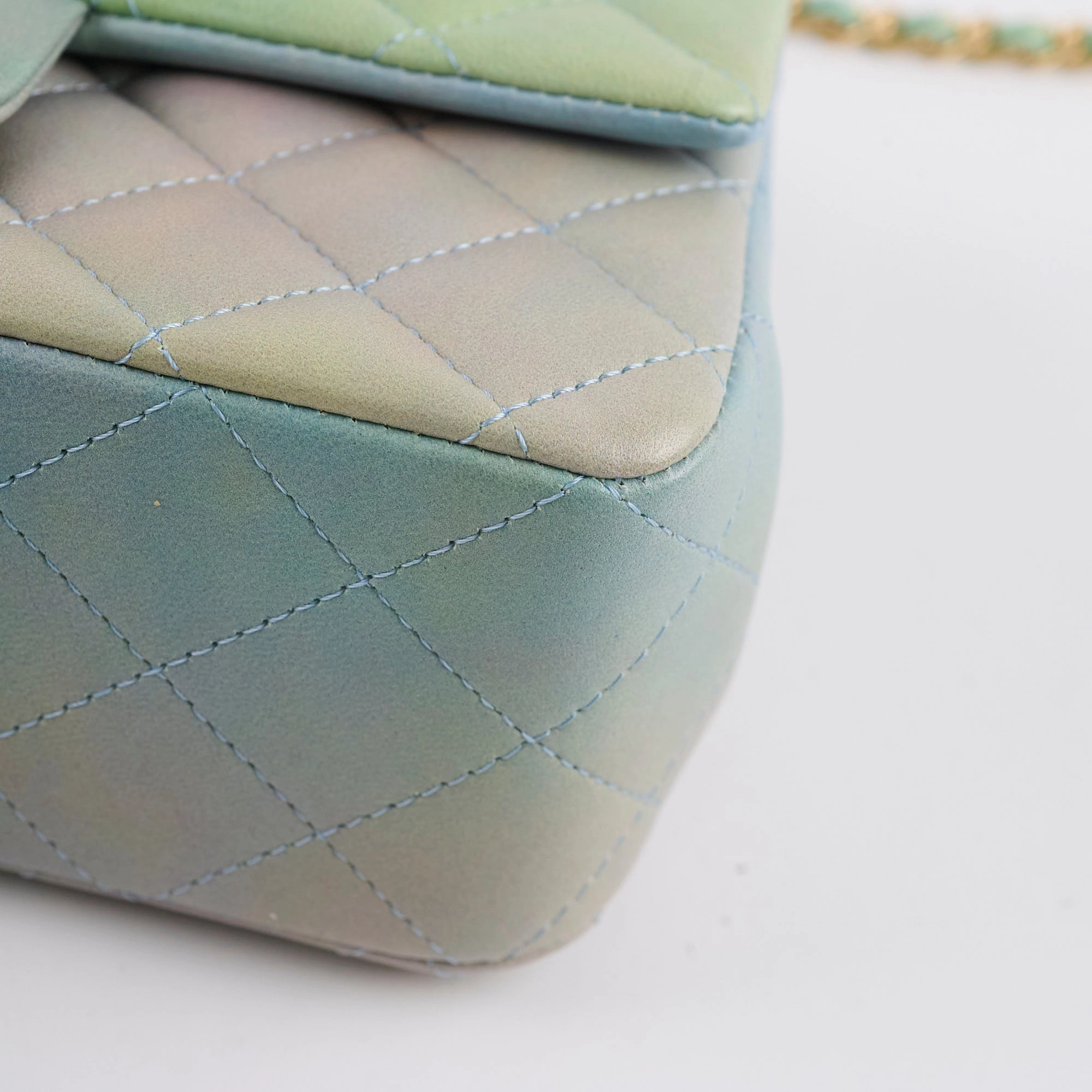 Chanel Mini Rectangular LambskinTop Handle Ombre Green - Microchip