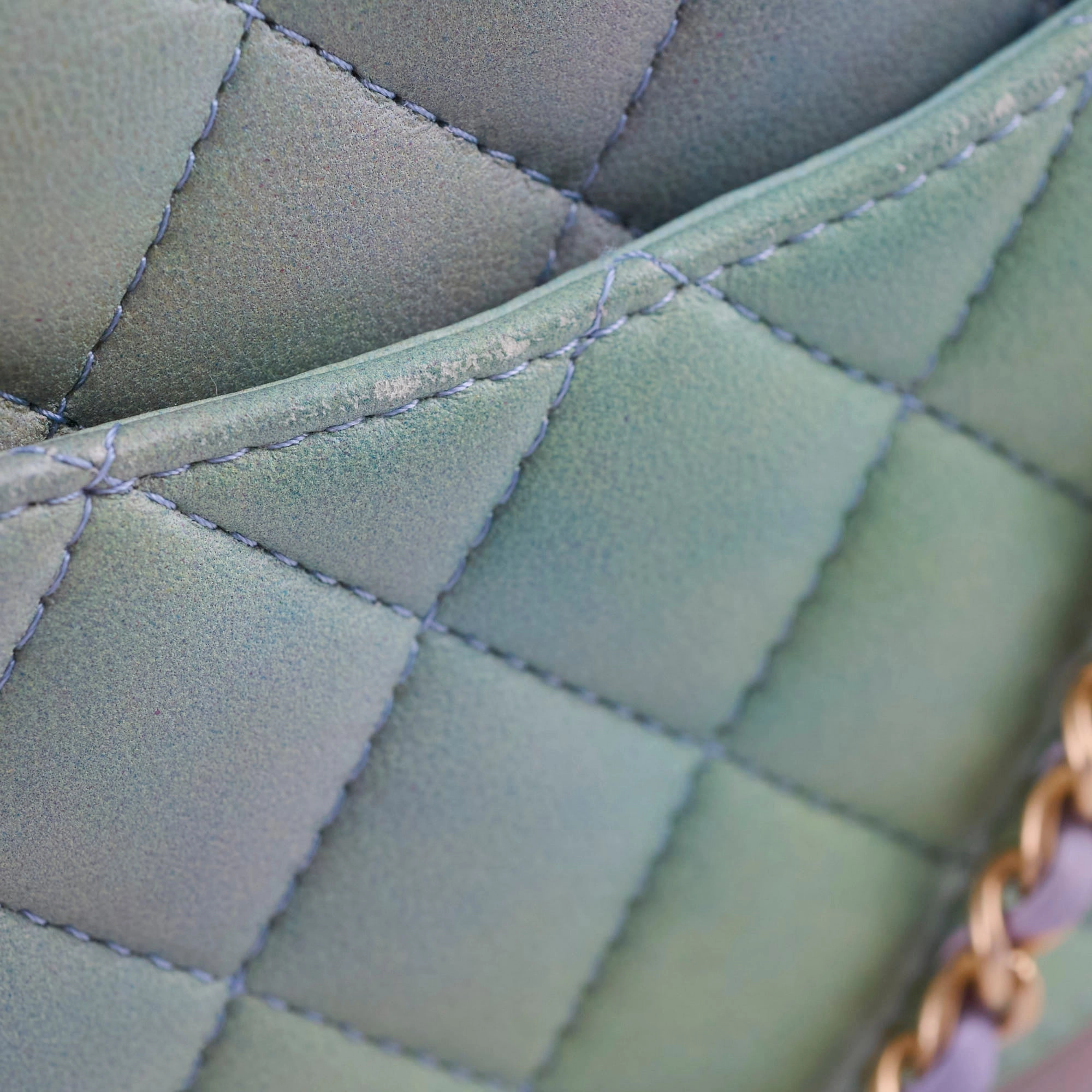 Chanel Mini Rectangular LambskinTop Handle Ombre Green - Microchip