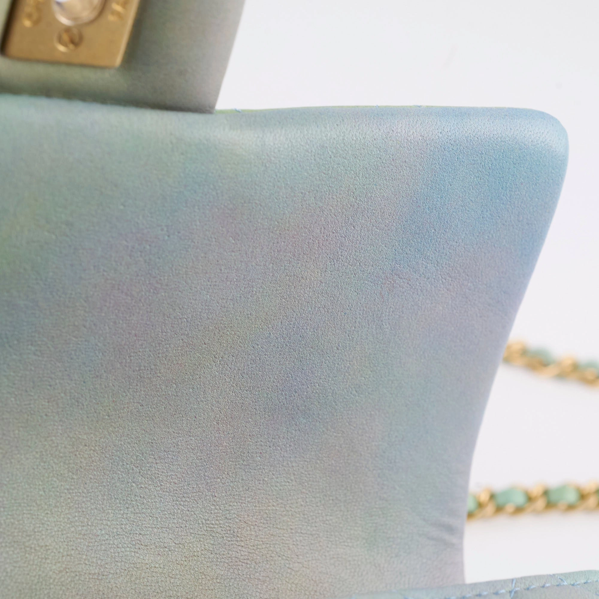 Chanel Mini Rectangular LambskinTop Handle Ombre Green - Microchip