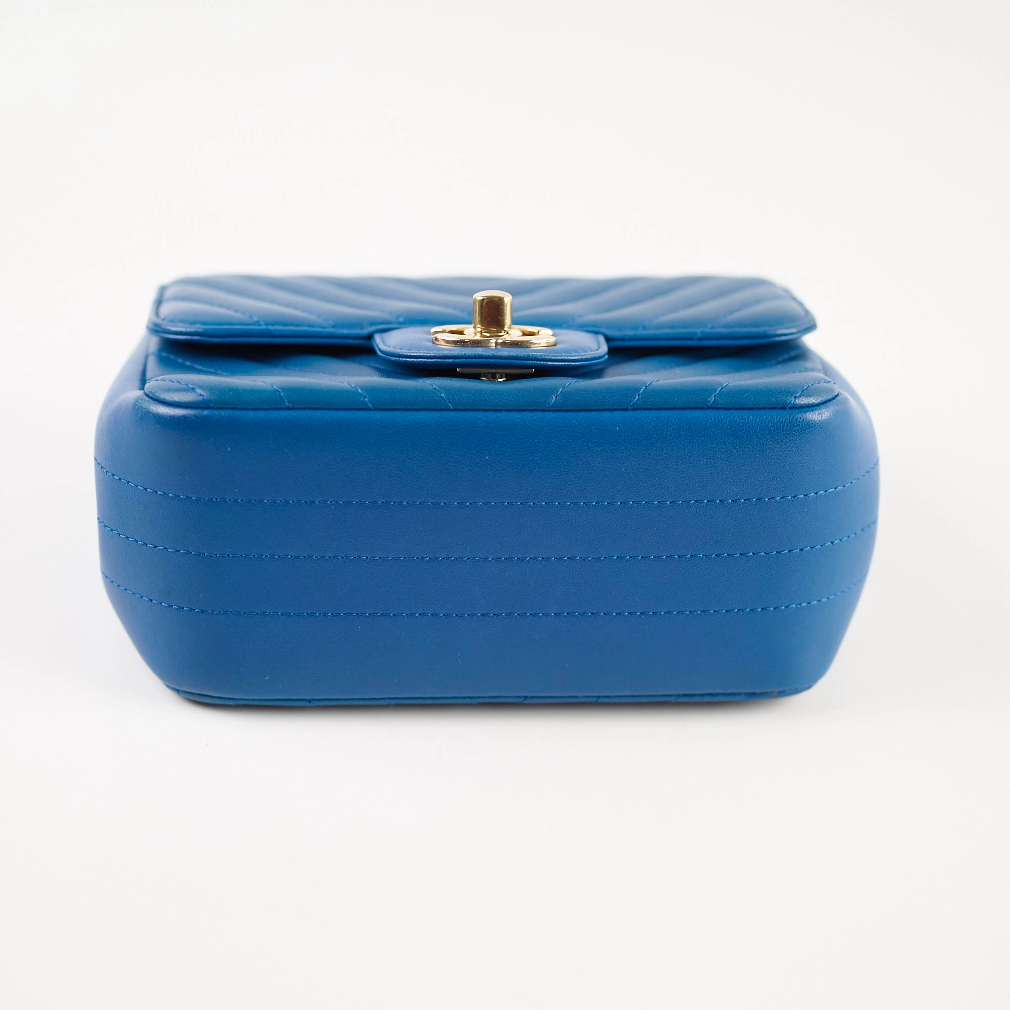 Chanel Mini Square Chevron Bag Blue