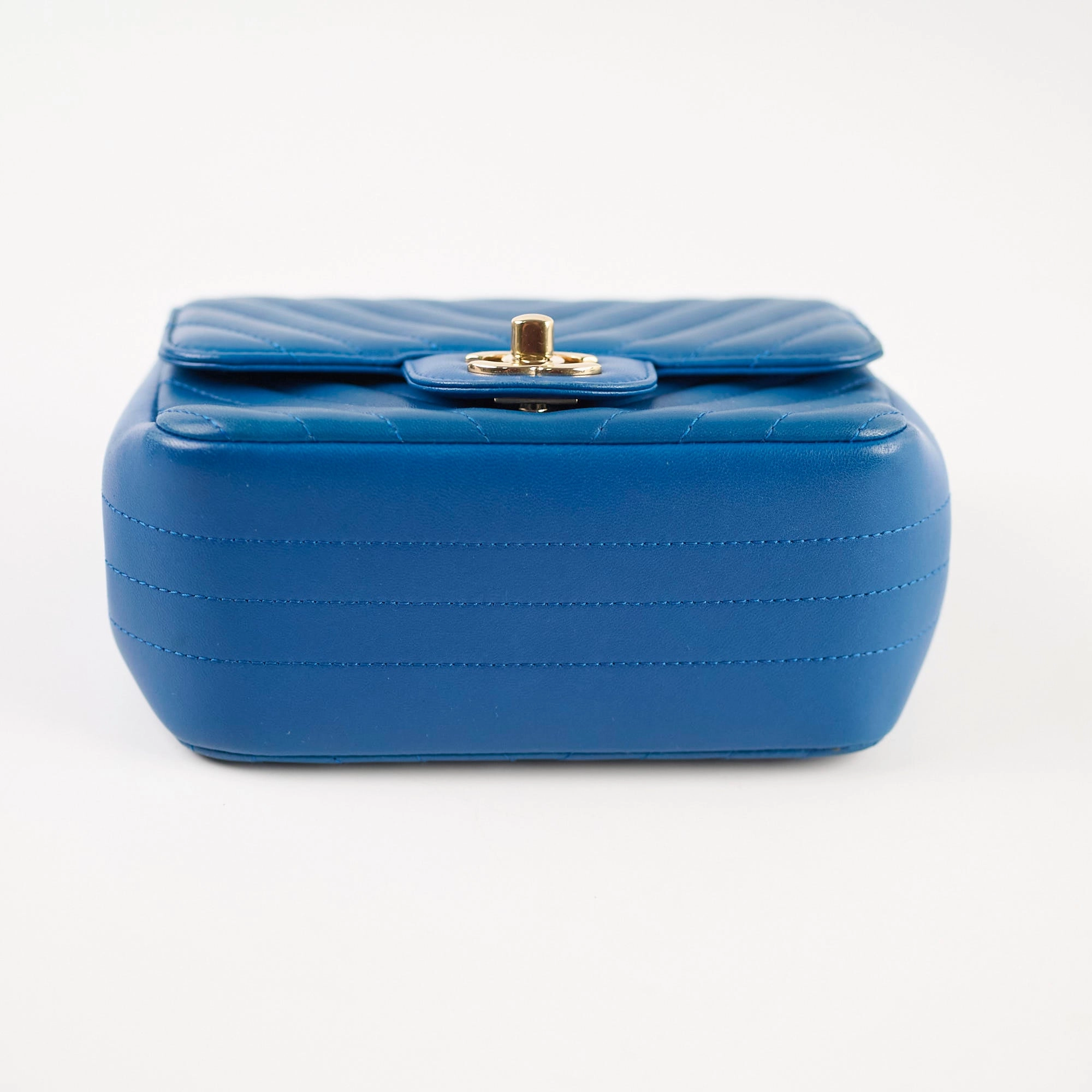 Chanel Mini Square Chevron Bag Blue