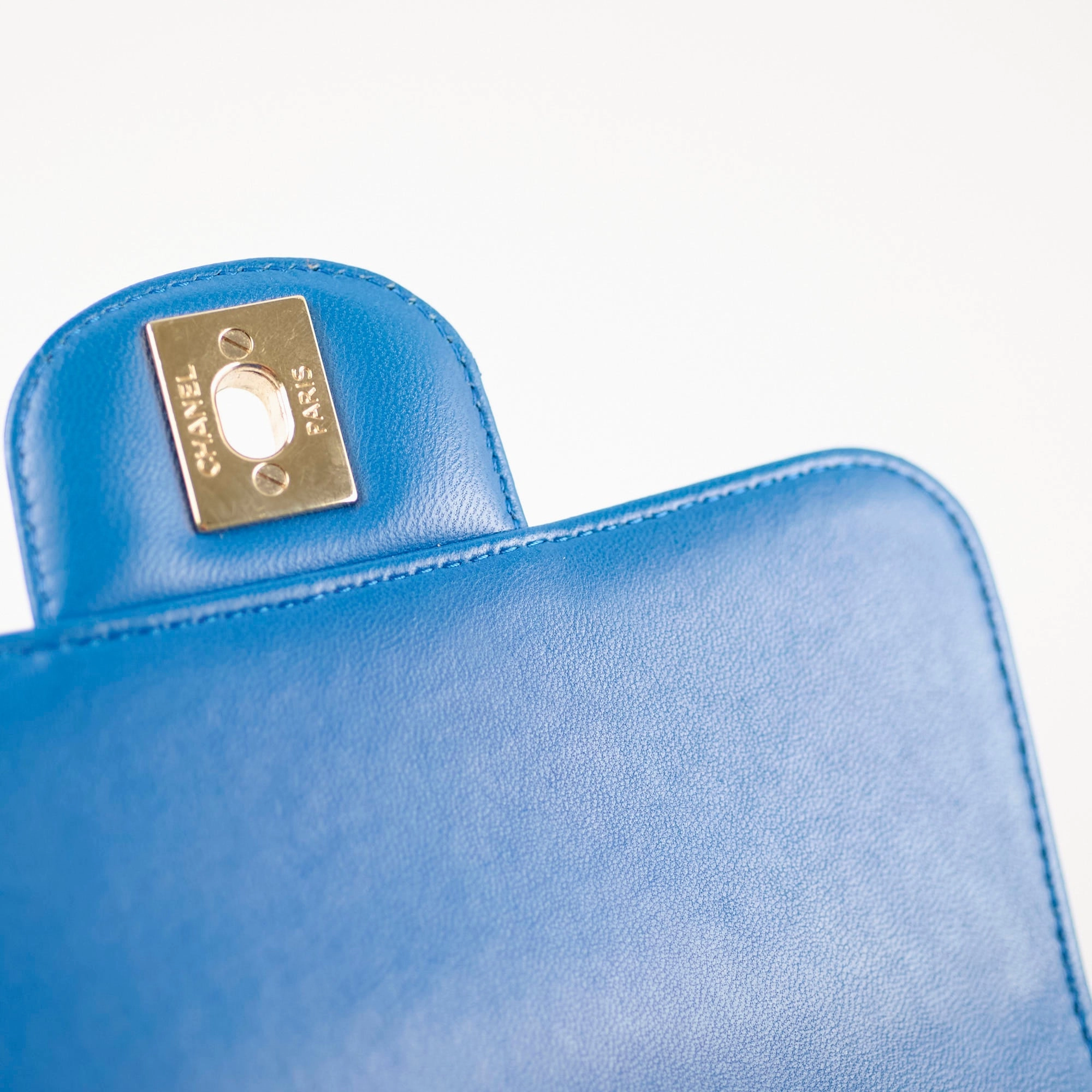 Chanel Mini Square Chevron Bag Blue