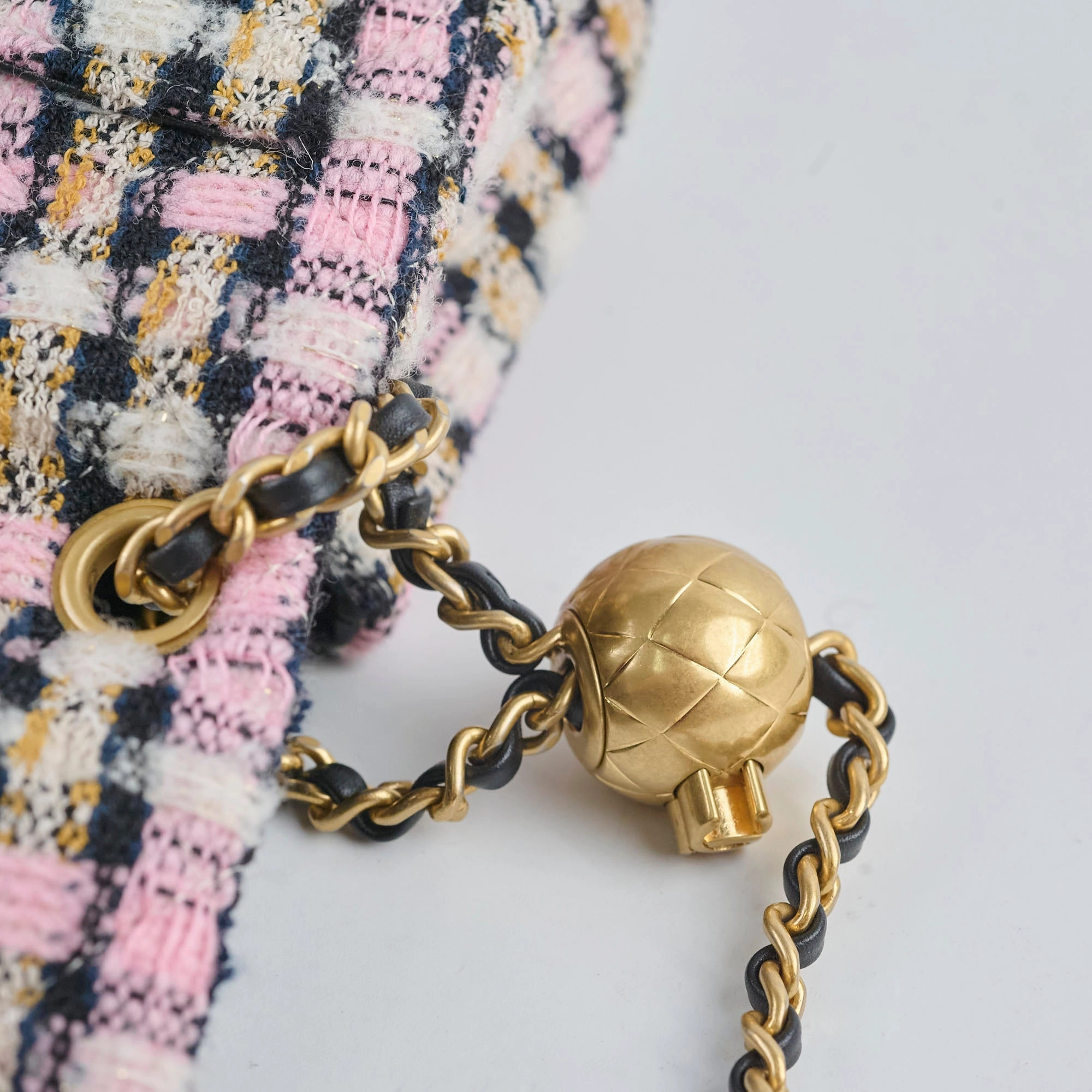 Chanel Mini Square Crush Tweed Pink Micrchipped