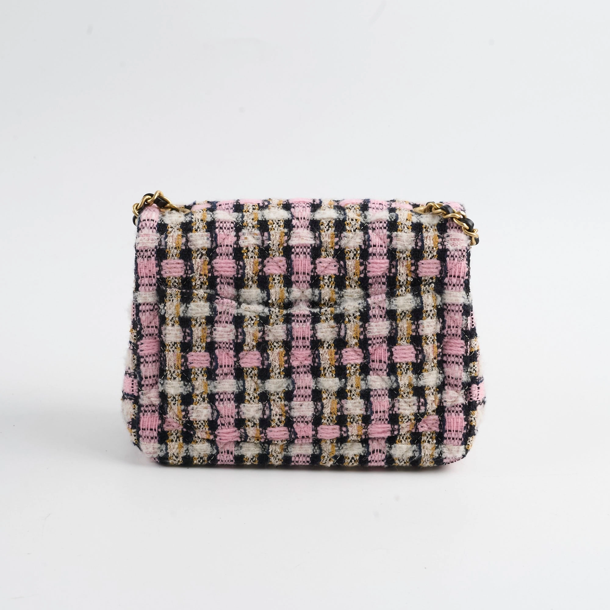 Chanel Mini Square Crush Tweed Pink Micrchipped