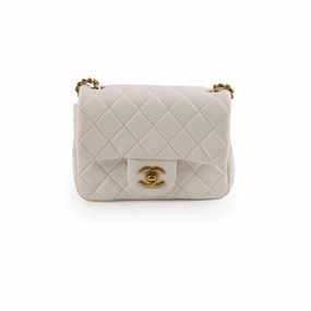 Chanel Mini Square Lambskin Pearl Crush White Series 30