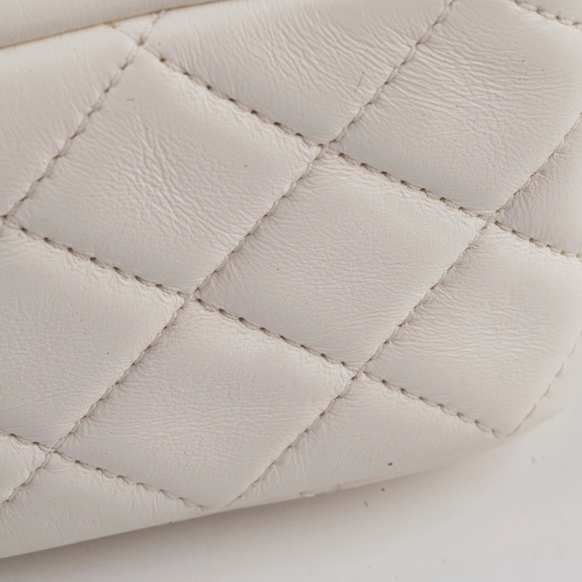 Chanel Mini Square Lambskin Pearl Crush White Series 30