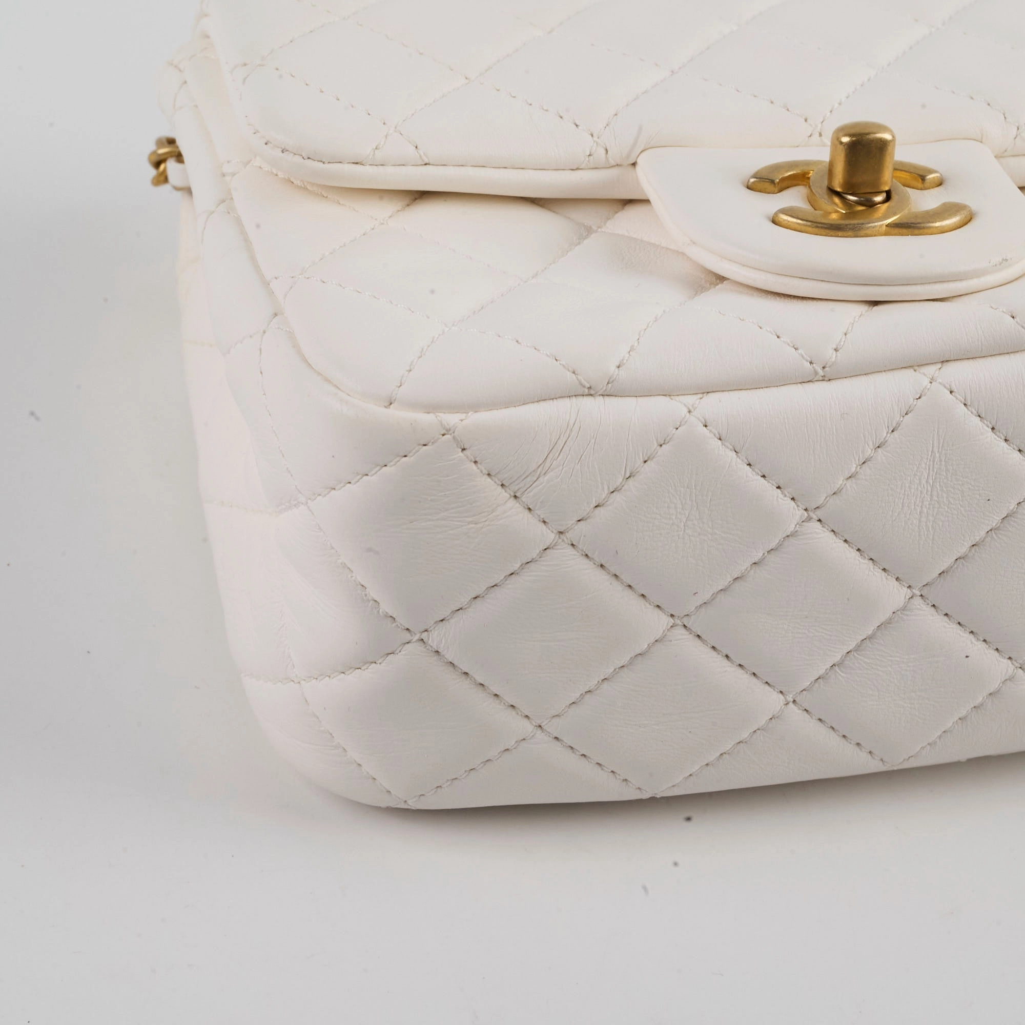 Chanel Mini Square Lambskin Pearl Crush White Series 30