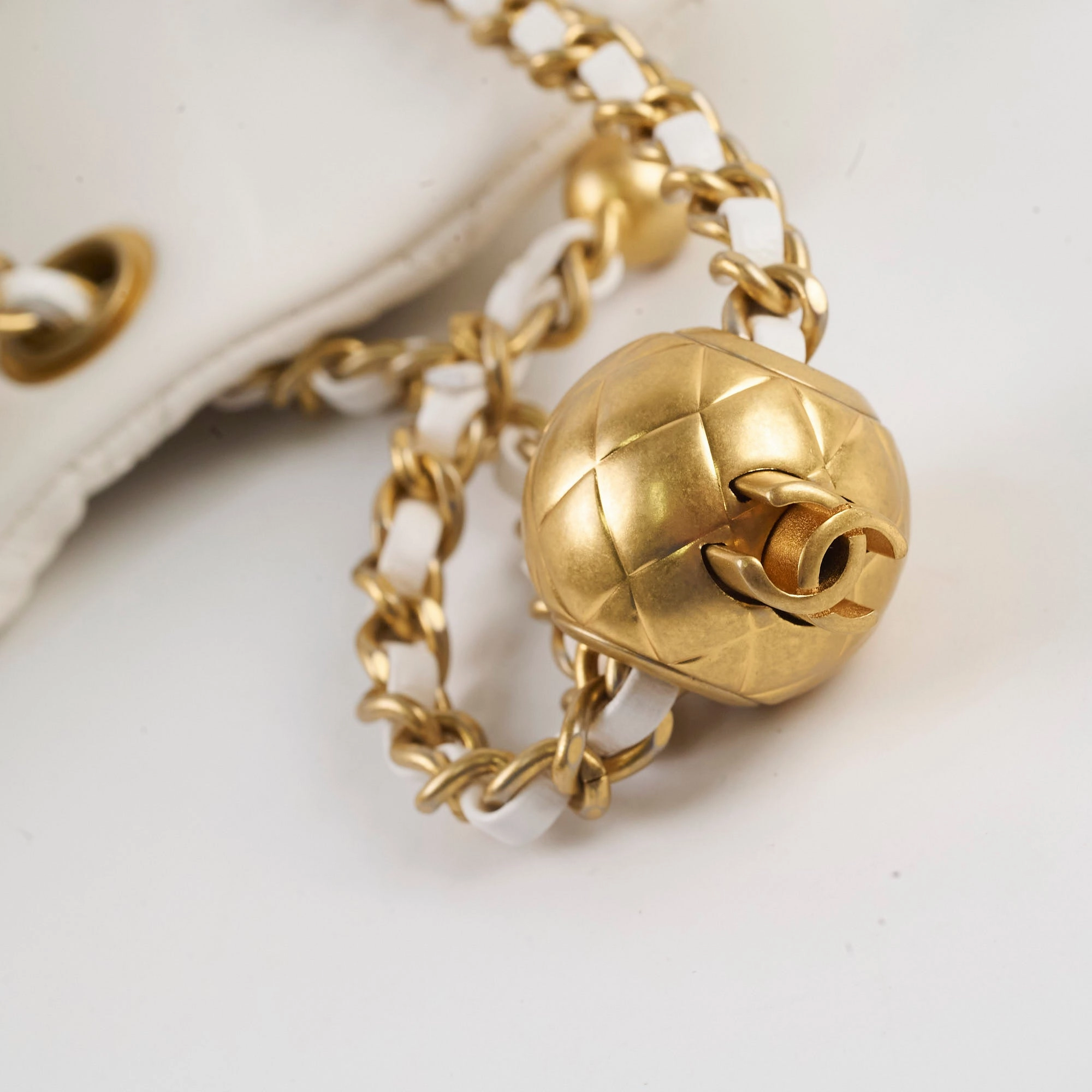 Chanel Mini Square Lambskin Pearl Crush White Series 30