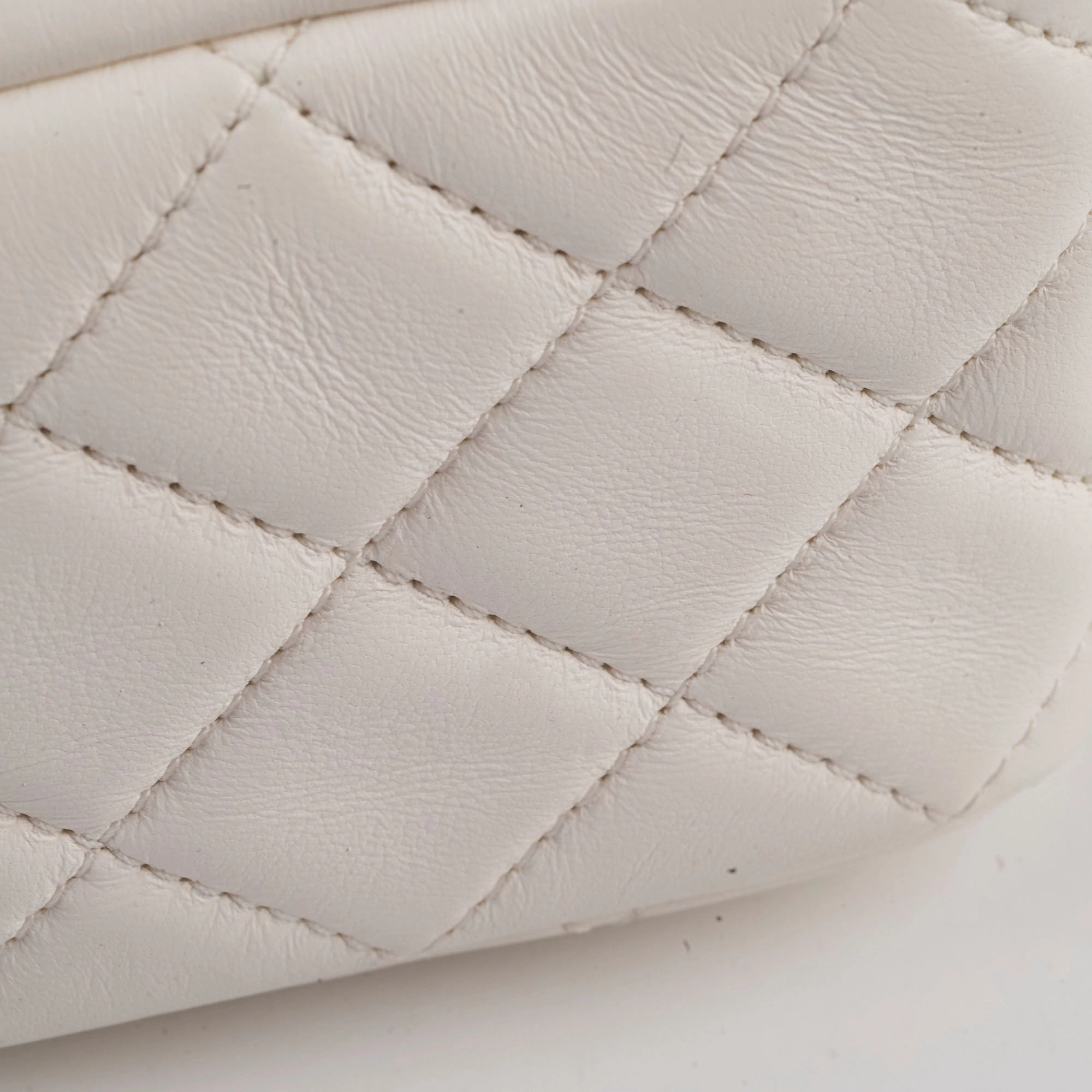 Chanel Mini Square Lambskin Pearl Crush White Series 30
