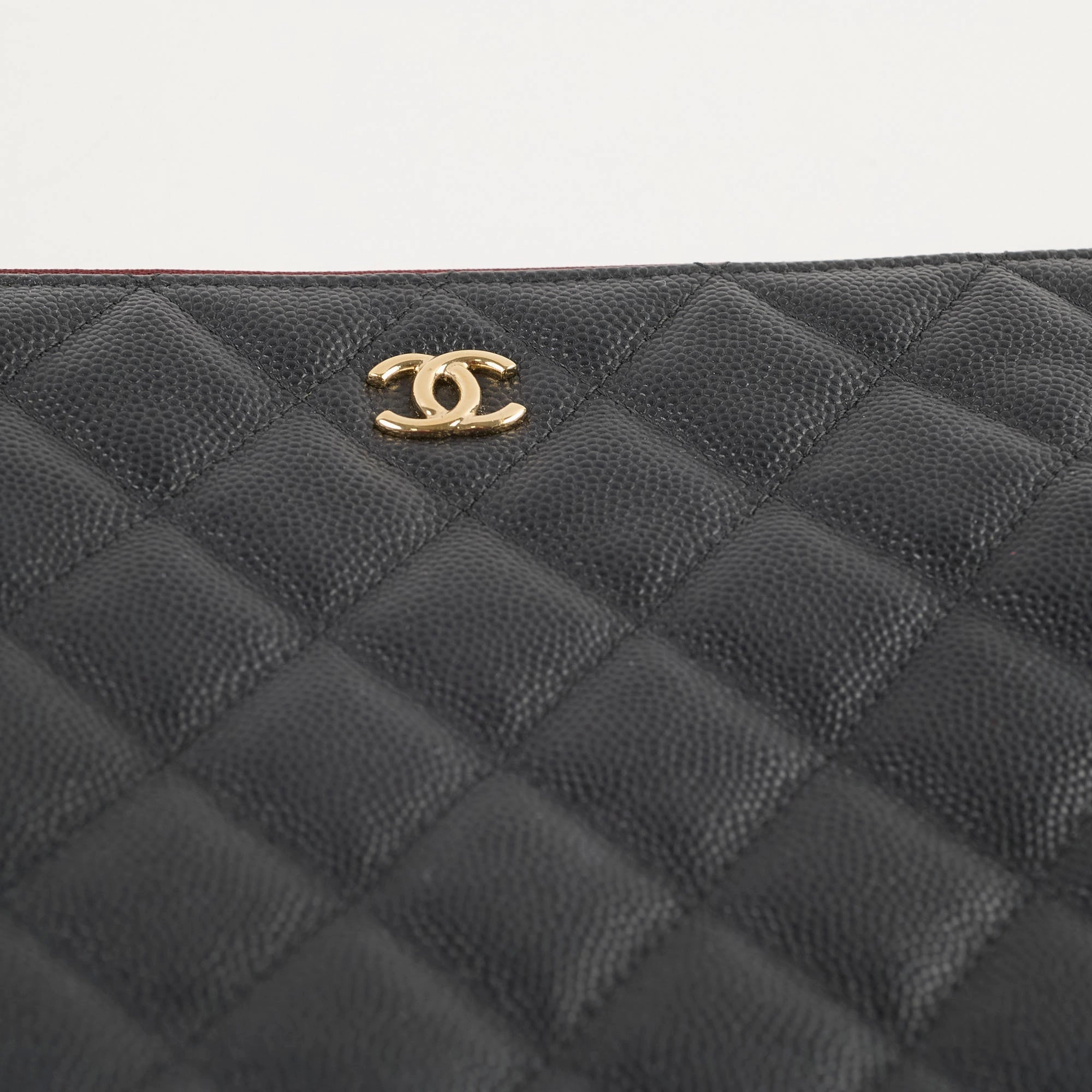 Chanel O case Clutch Caviar Black