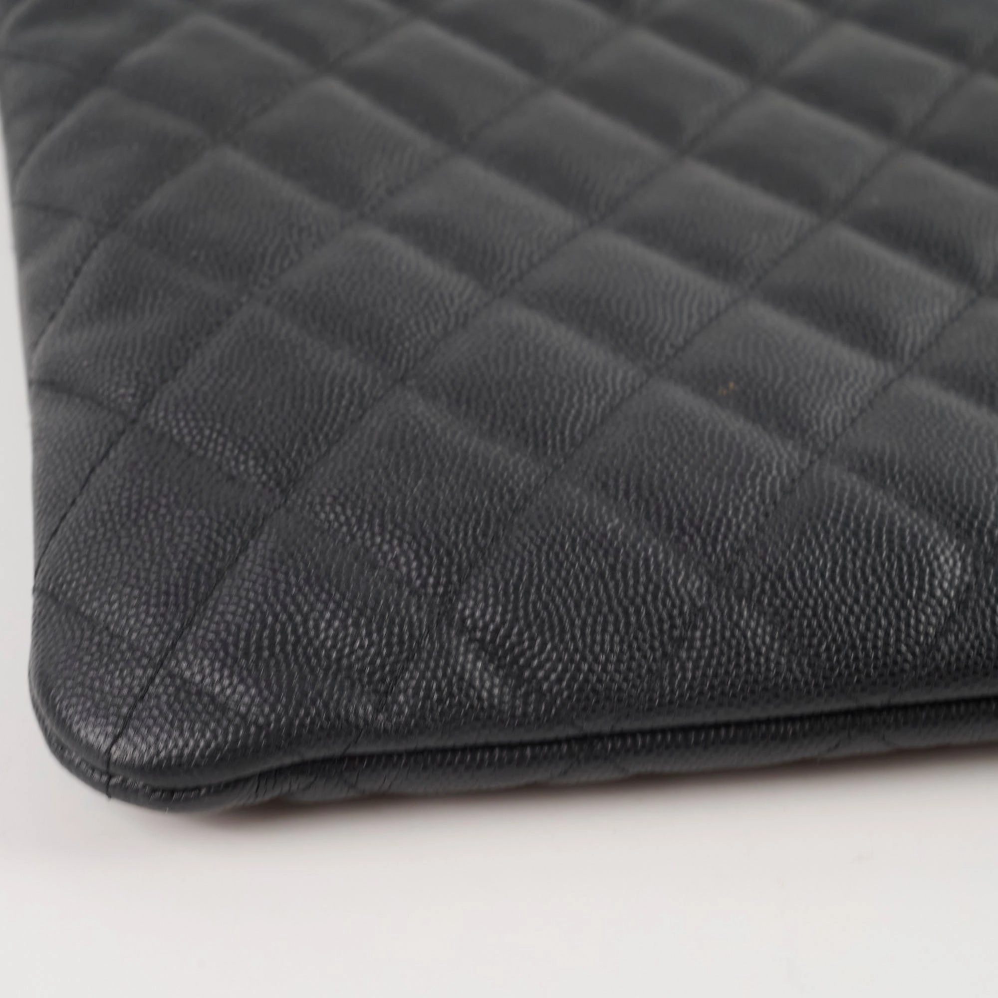 Chanel O case Clutch Caviar Black