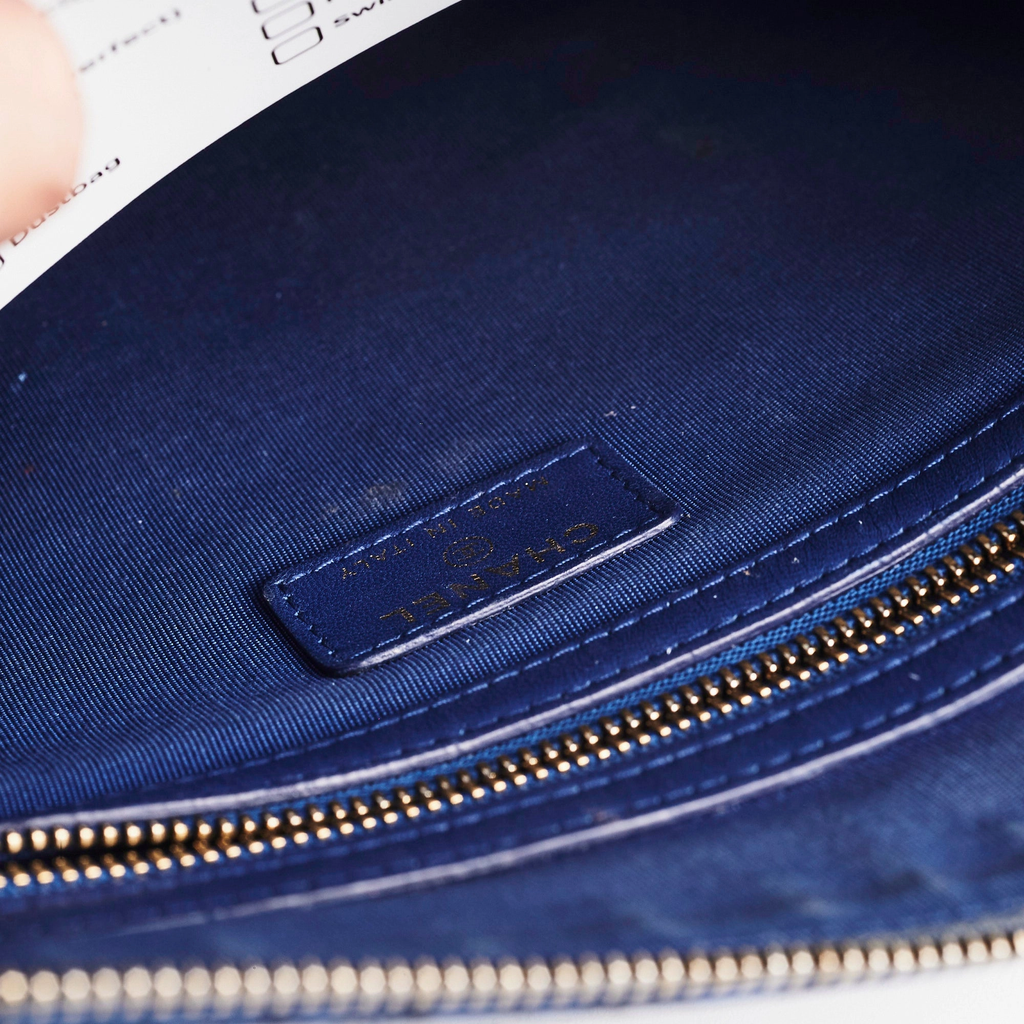 Chanel O case Medium Exotic Leather Blue