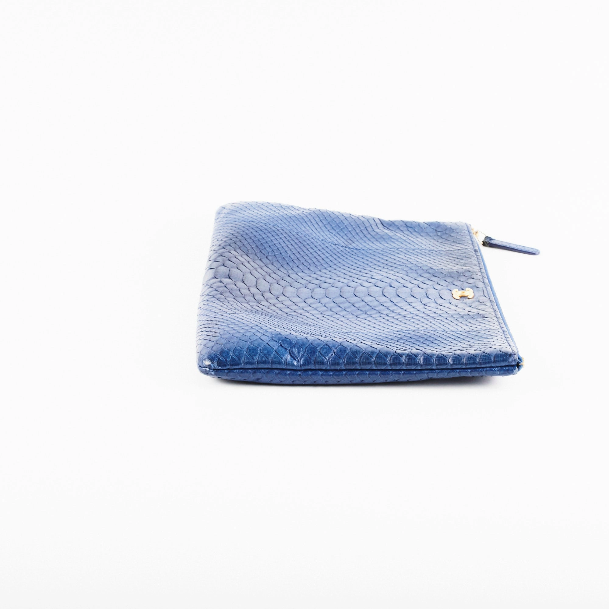 Chanel O case Medium Exotic Leather Blue