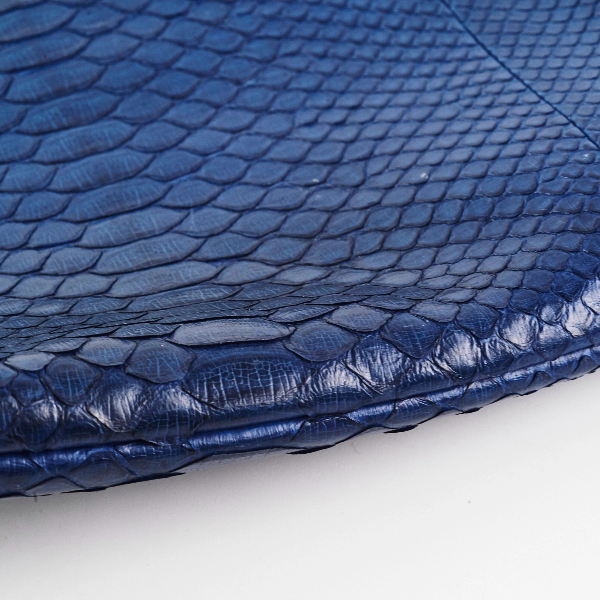Chanel O case Medium Exotic Leather Blue