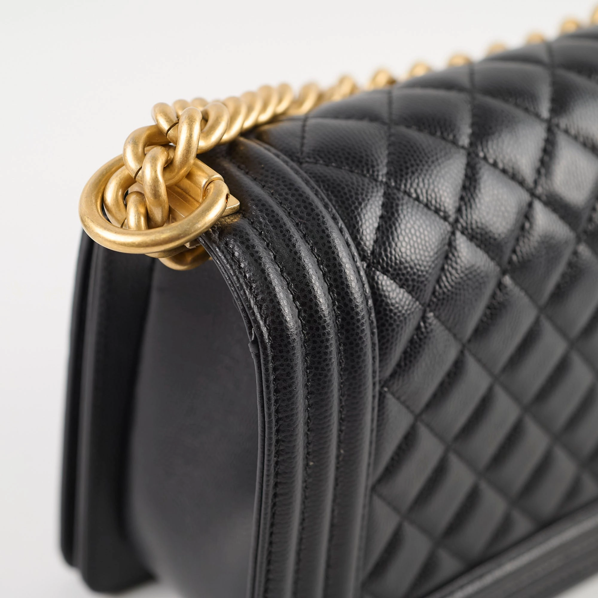 Chanel Old Medium Boy Bag Black Caviar GHW