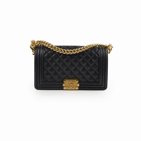 Chanel Old Medium Boy Bag Lambskin Black