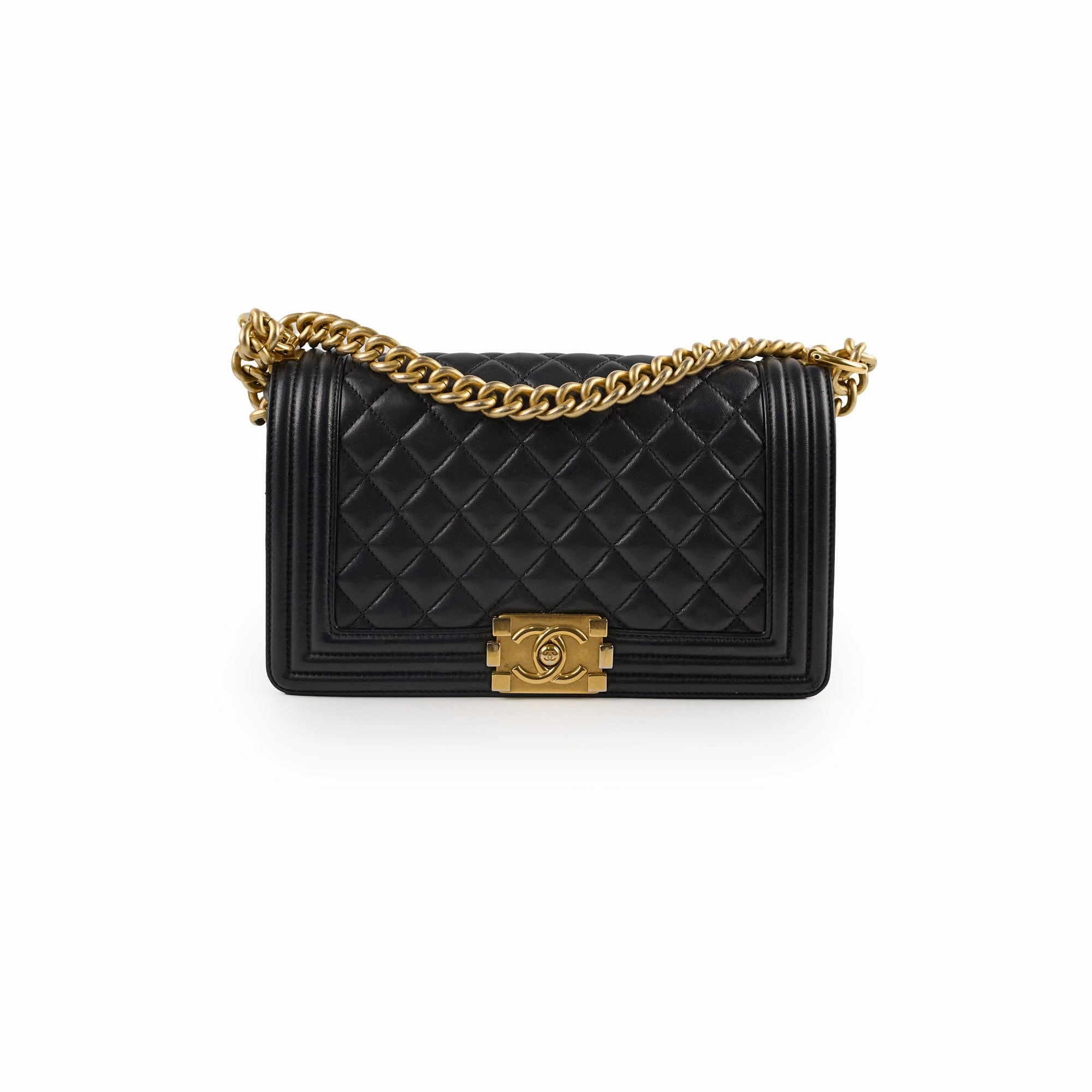Chanel Old Medium Boy Bag Lambskin Black