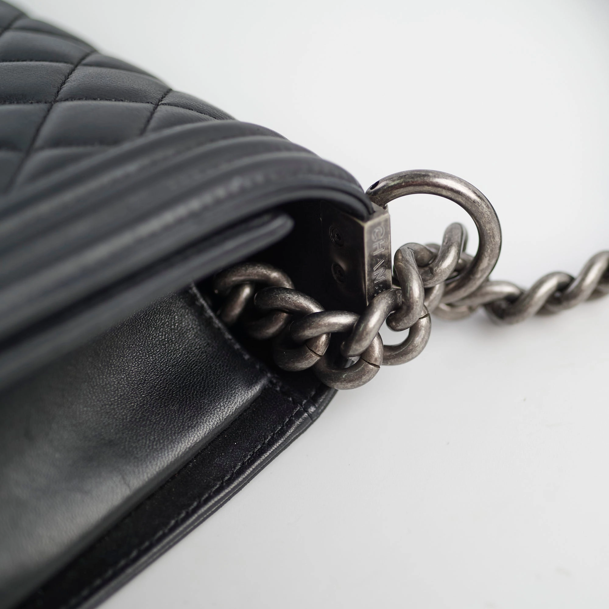 Chanel Old Medium Boy Black Lambskin - Series 23