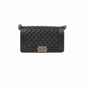 Chanel Old Medium Boy Black Microchipped