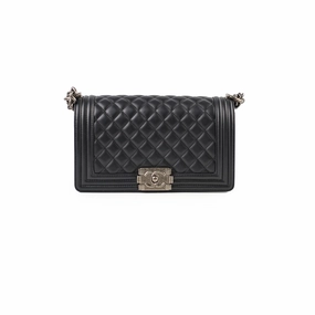 Chanel Old Medium Boy Black Microchipped