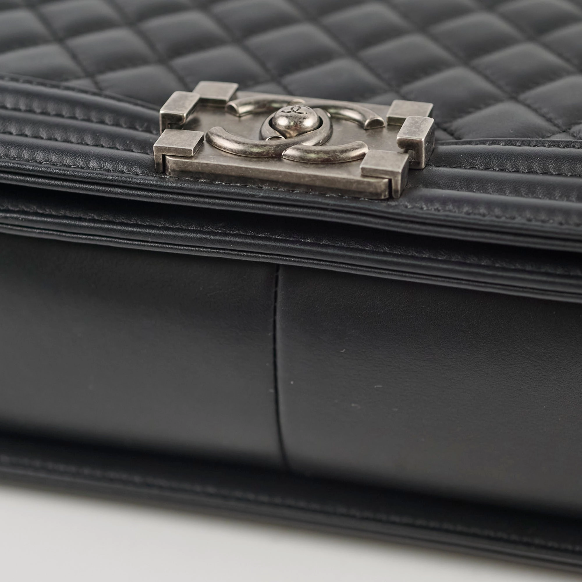 Chanel Old Medium Boy Black Microchipped
