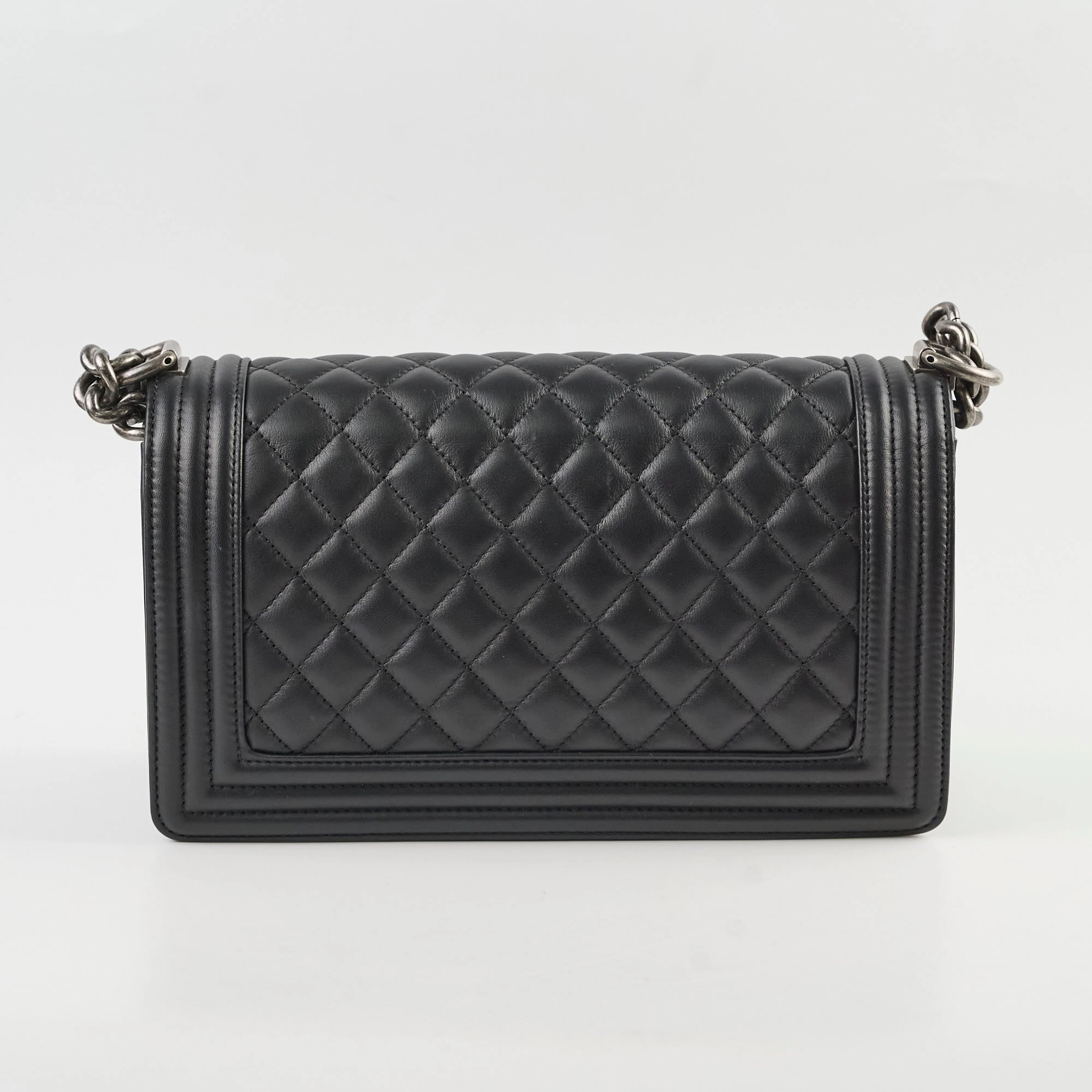 Chanel Old Medium Boy Black Microchipped