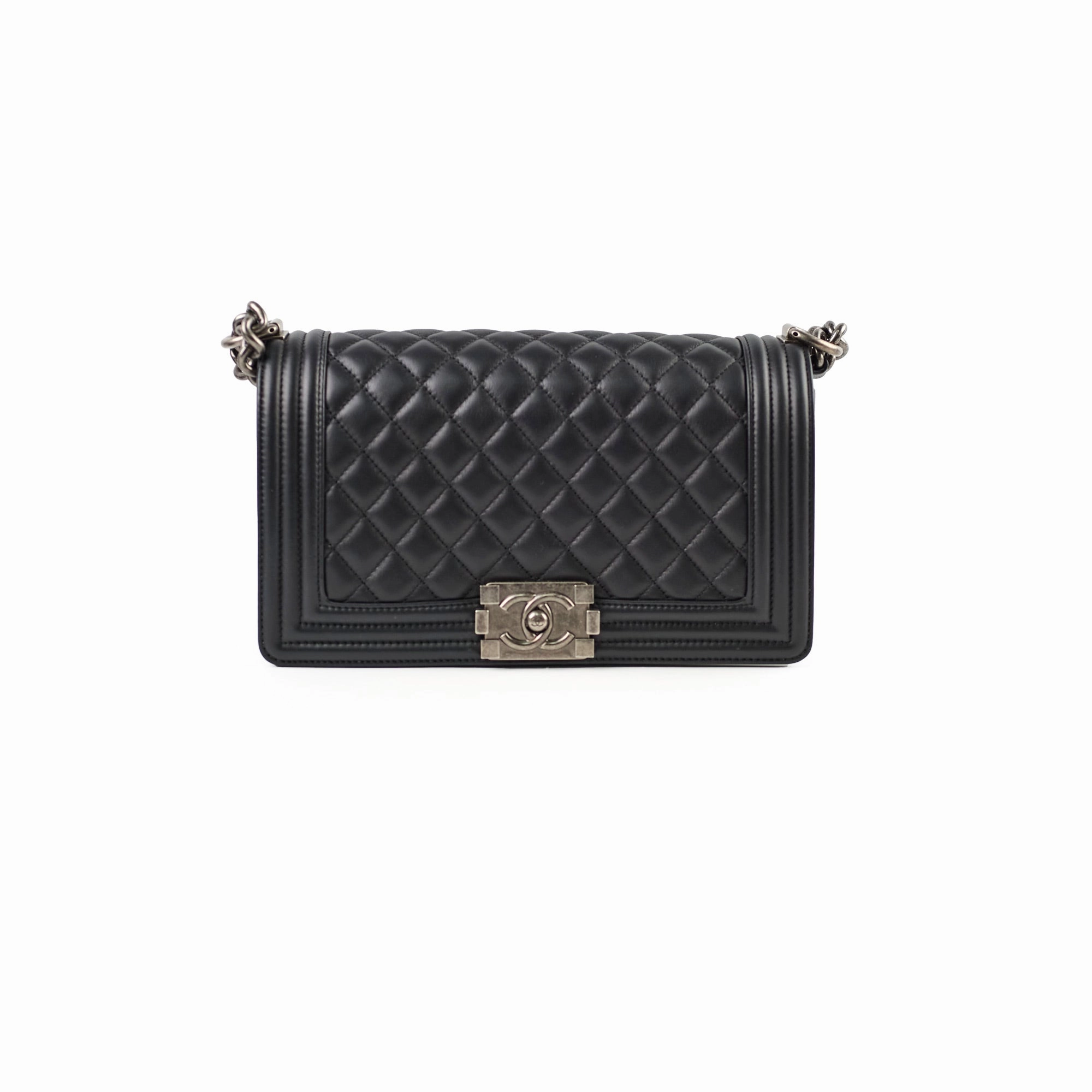Chanel Old Medium Boy Black Microchipped
