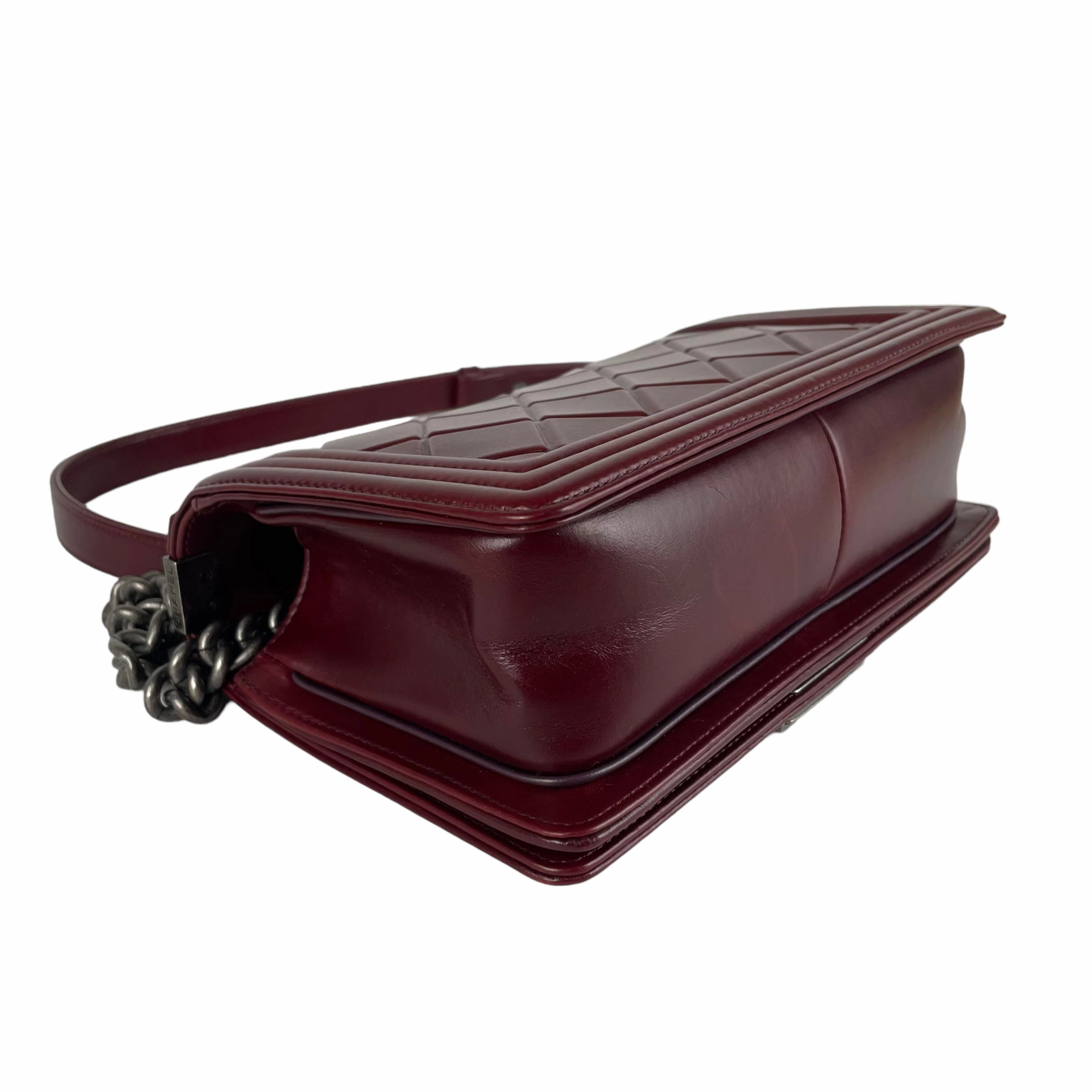 Chanel Old Medium Boy Burgundy