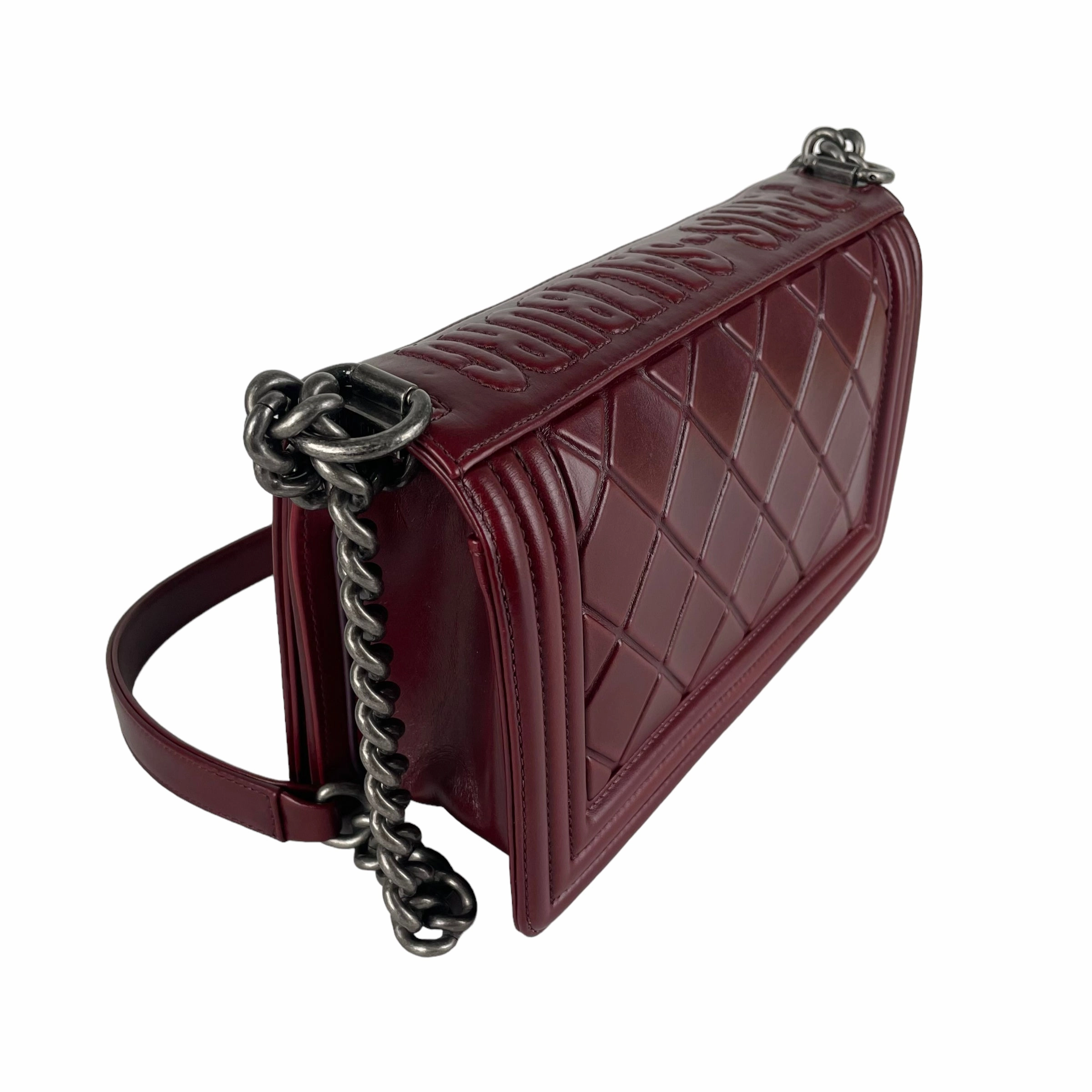 Chanel Old Medium Boy Burgundy