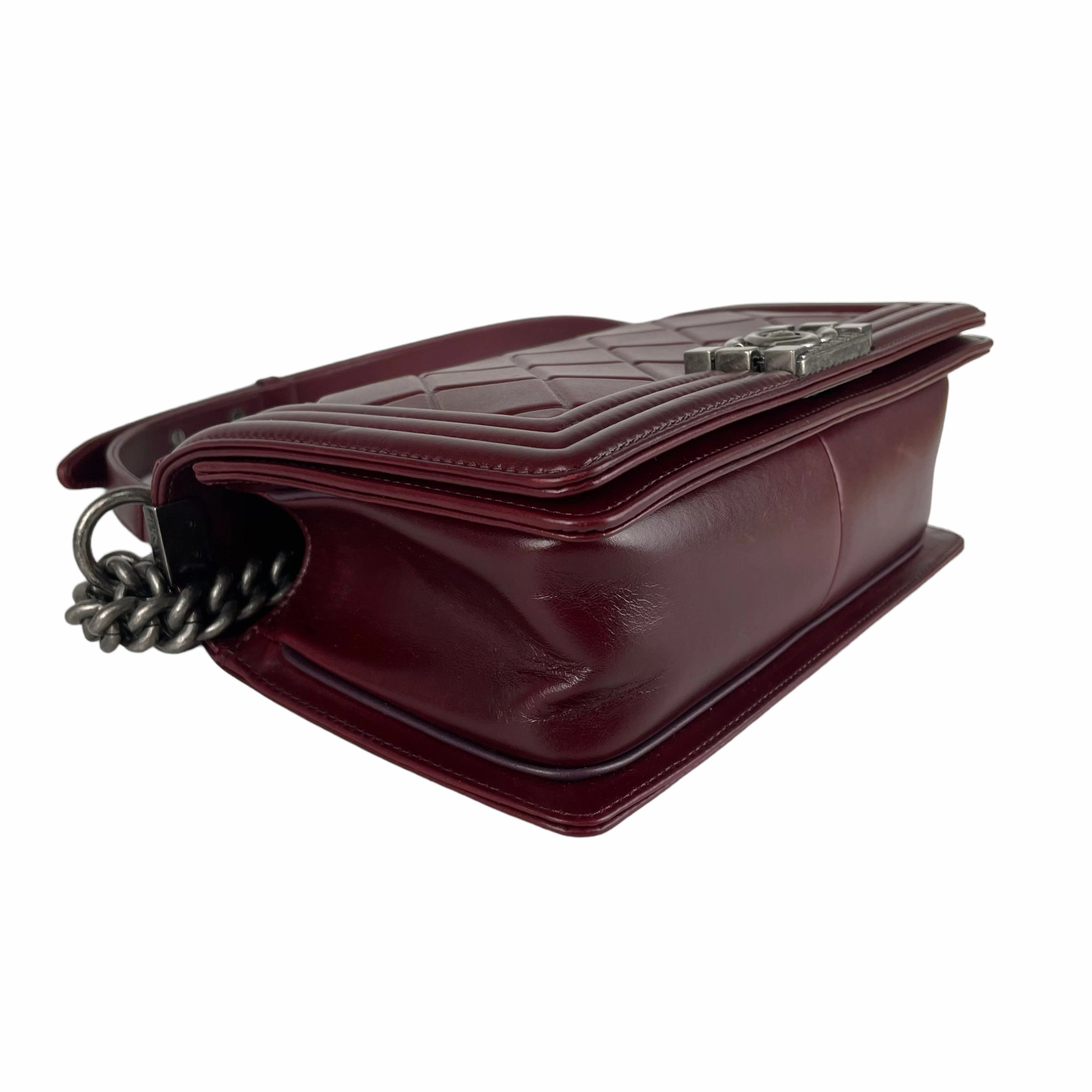 Chanel Old Medium Boy Burgundy