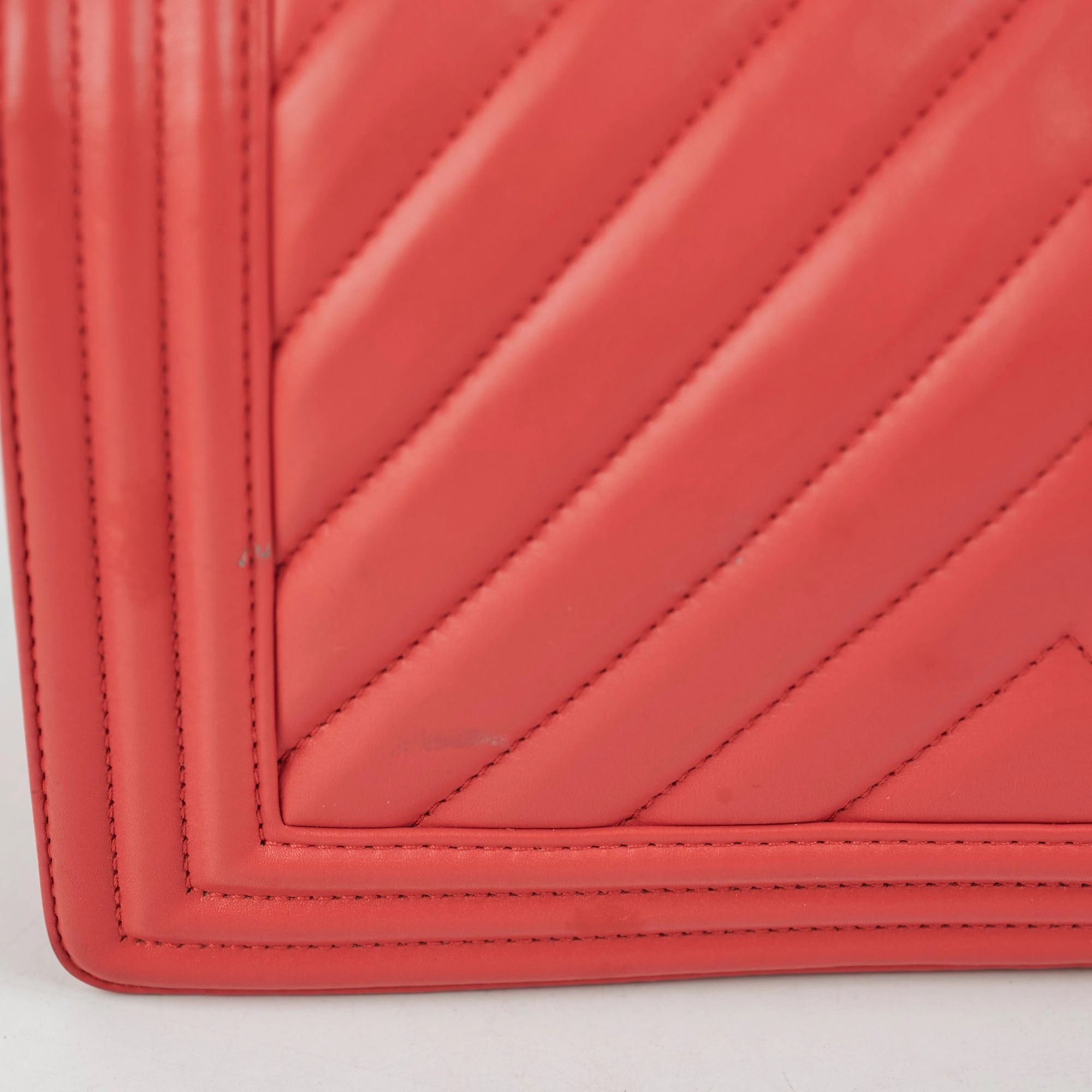 Chanel Old Medium Boy Chevron Lambskin Coral  - Series 27