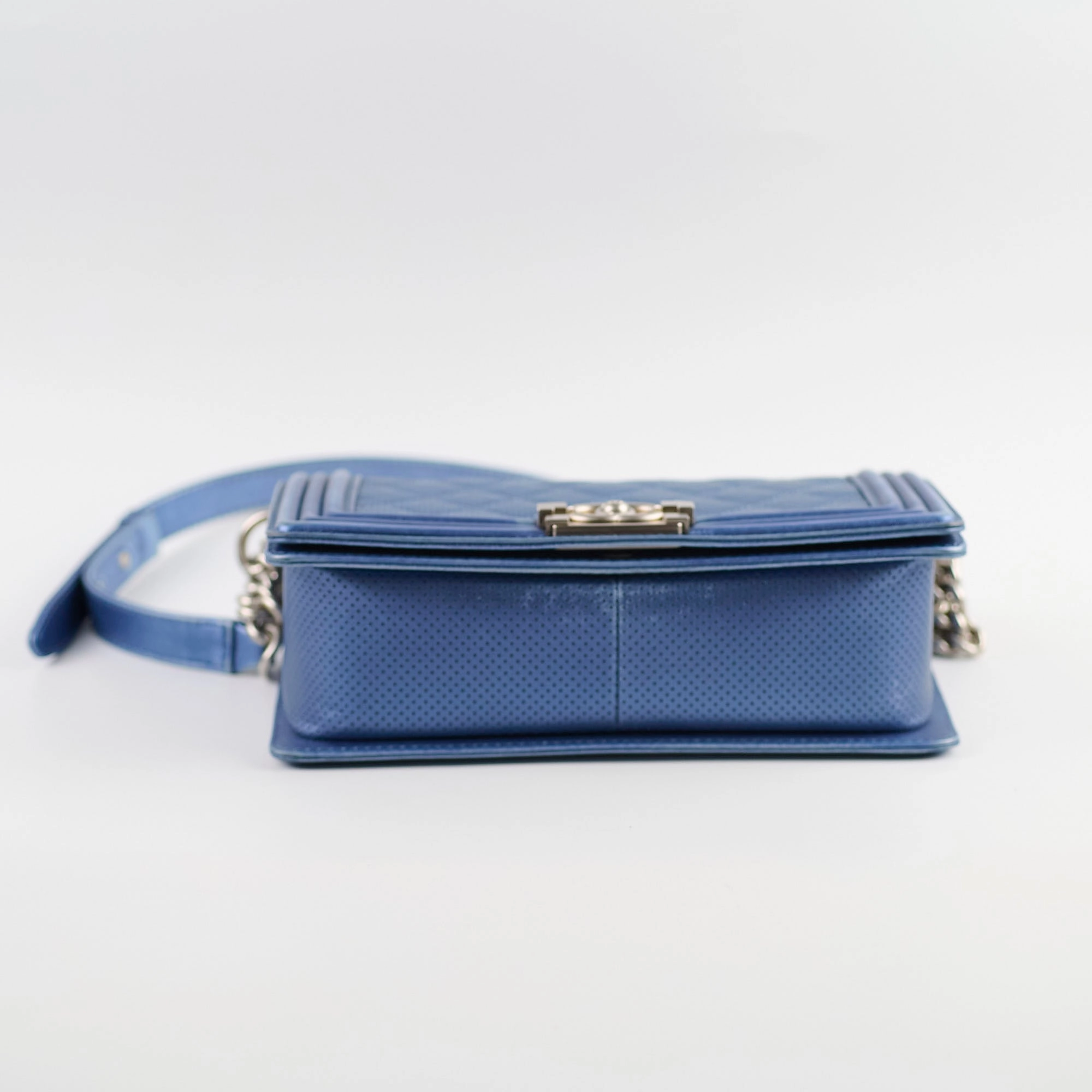 Chanel Old Medium Boy Metallic Blue