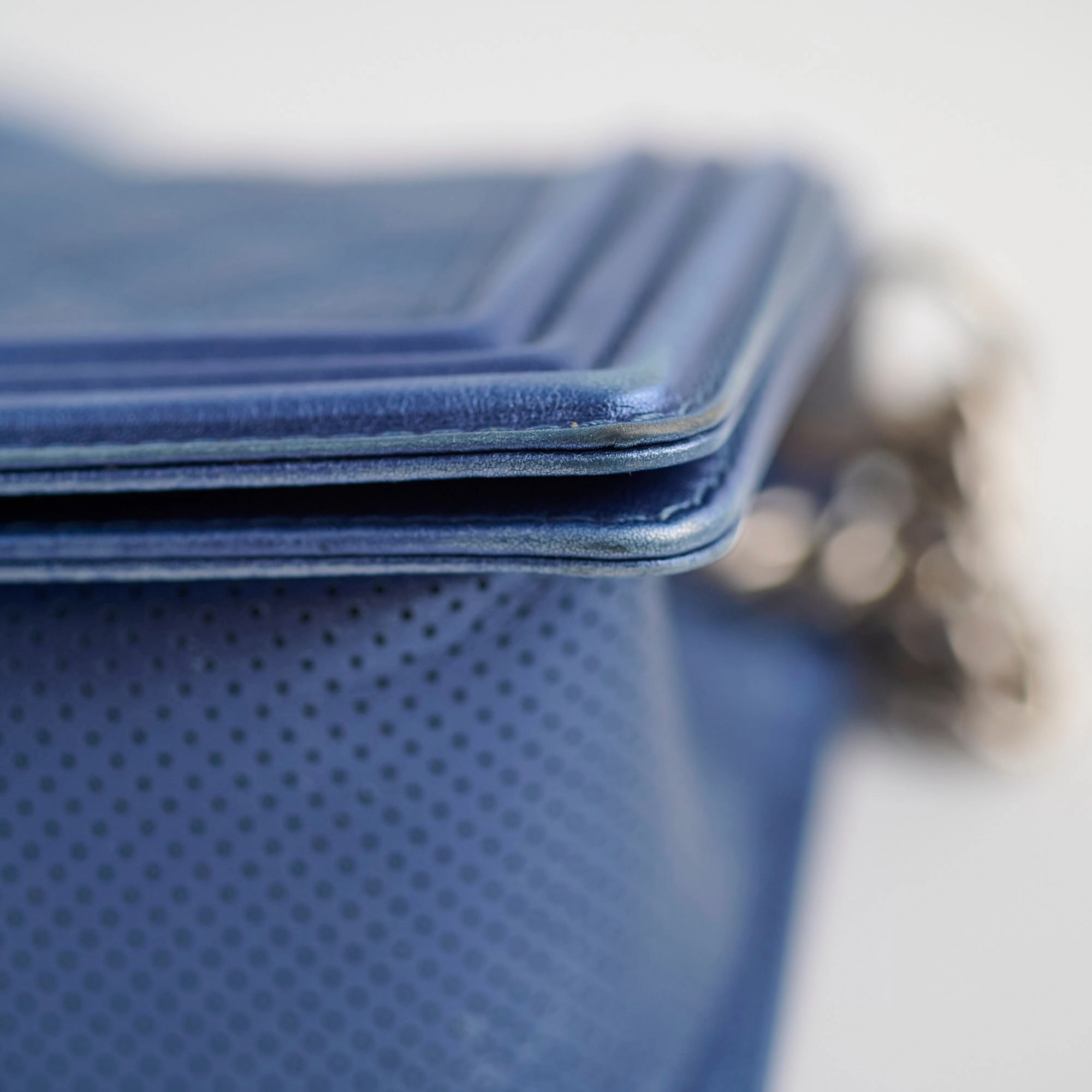 Chanel Old Medium Boy Metallic Blue