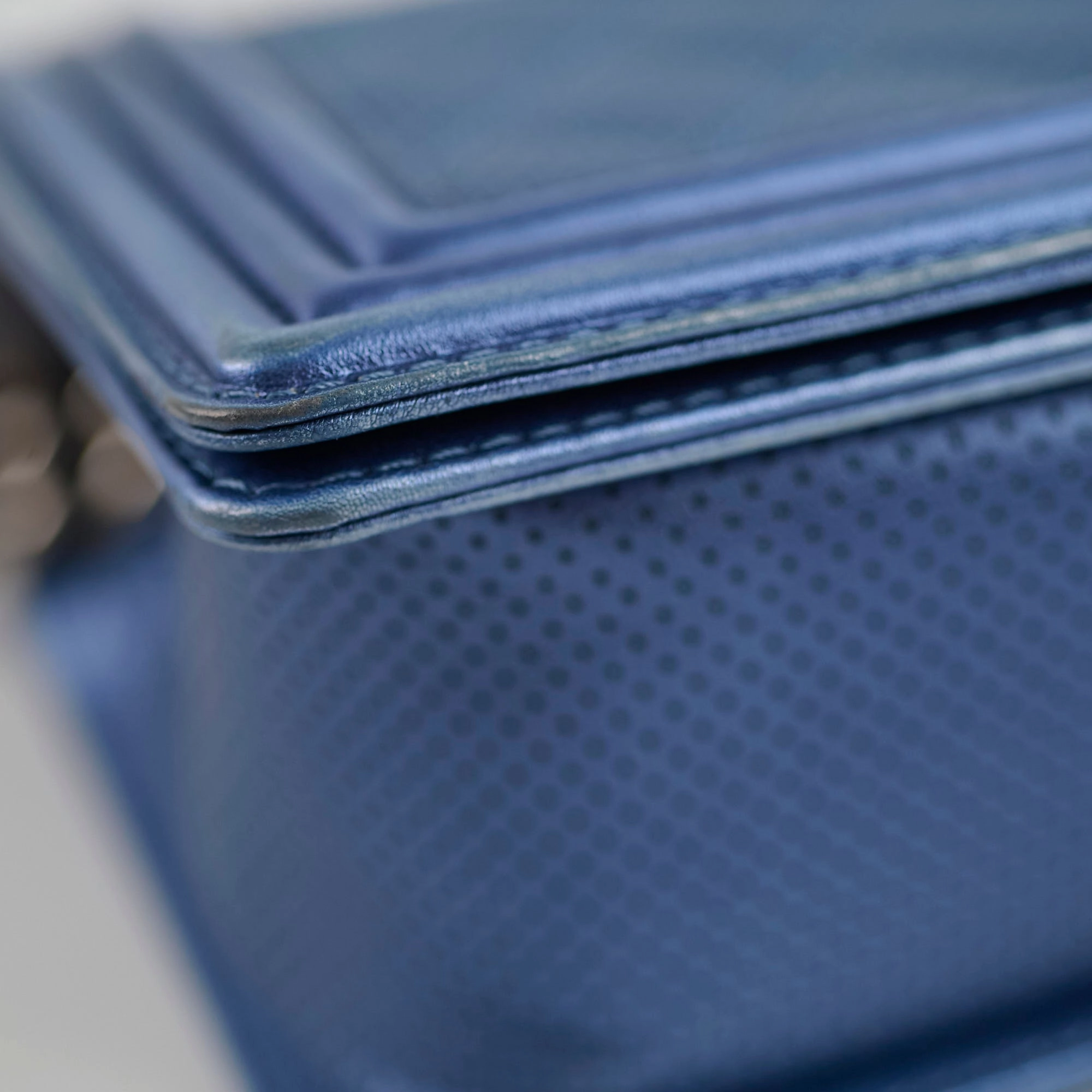 Chanel Old Medium Boy Metallic Blue