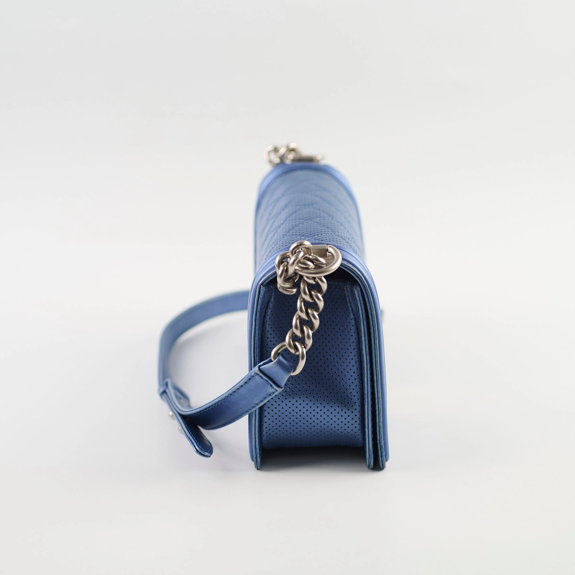 Chanel Old Medium Boy Metallic Blue