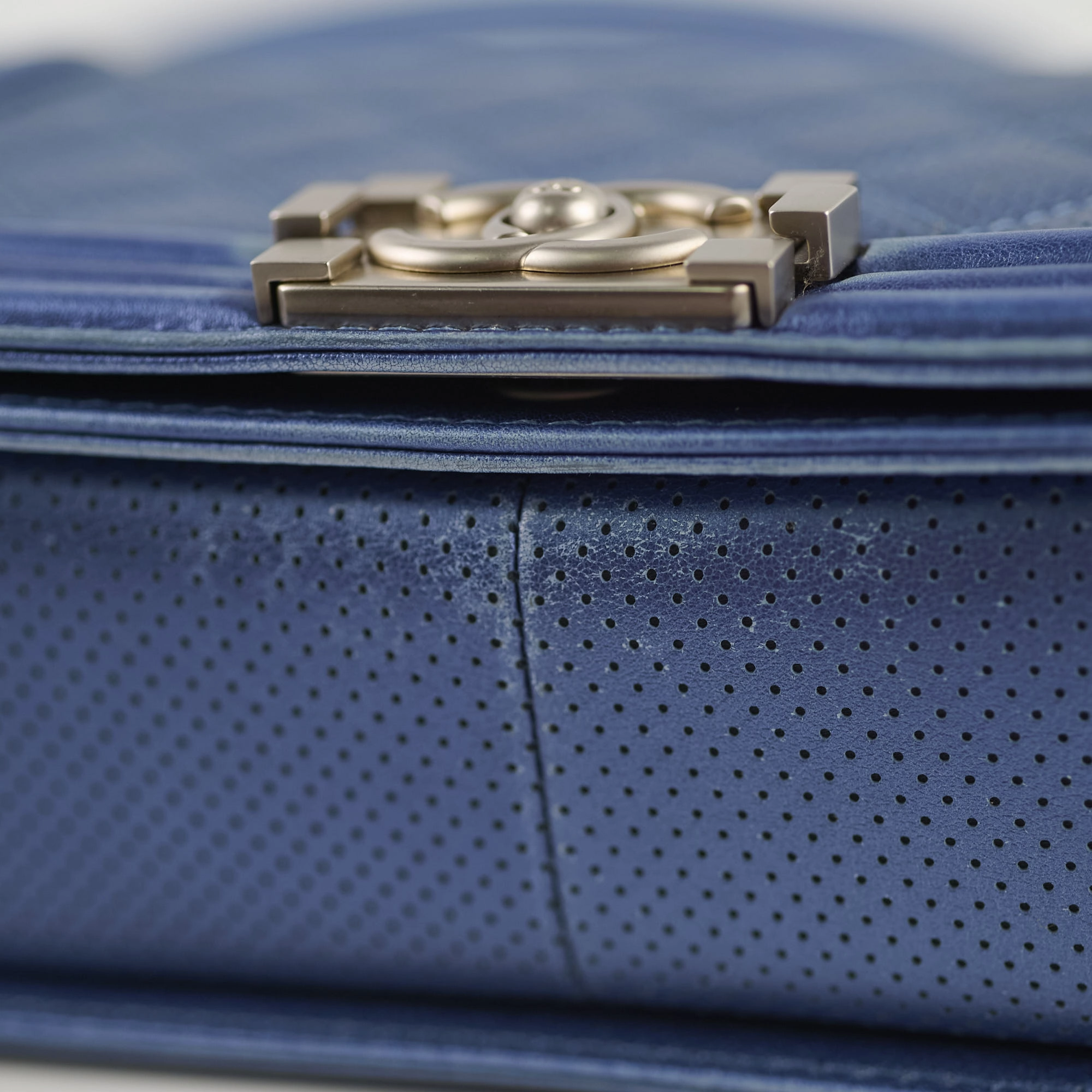 Chanel Old Medium Boy Metallic Blue