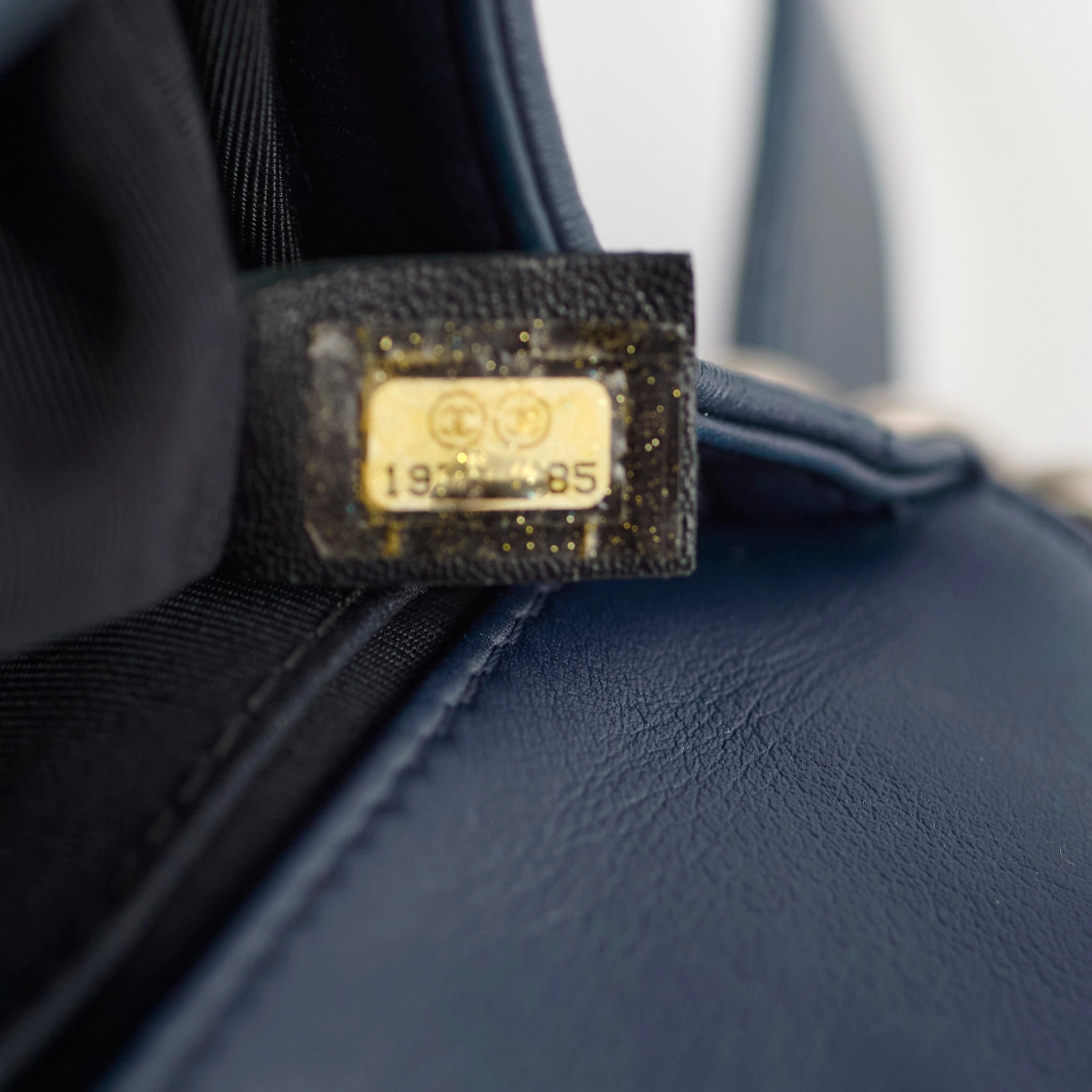 Chanel Old Medium Boy Navy Studded
