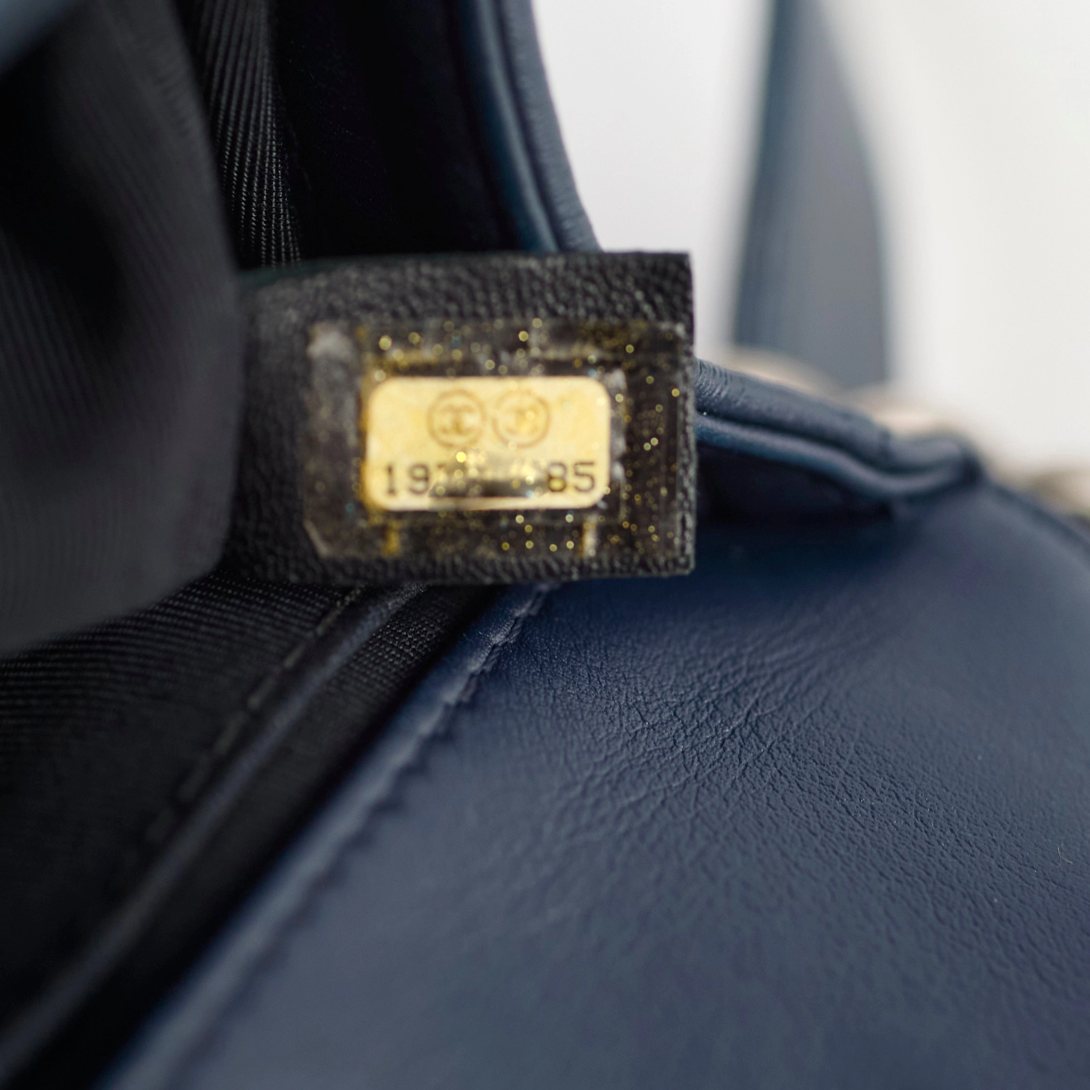 Chanel Old Medium Boy Navy Studded